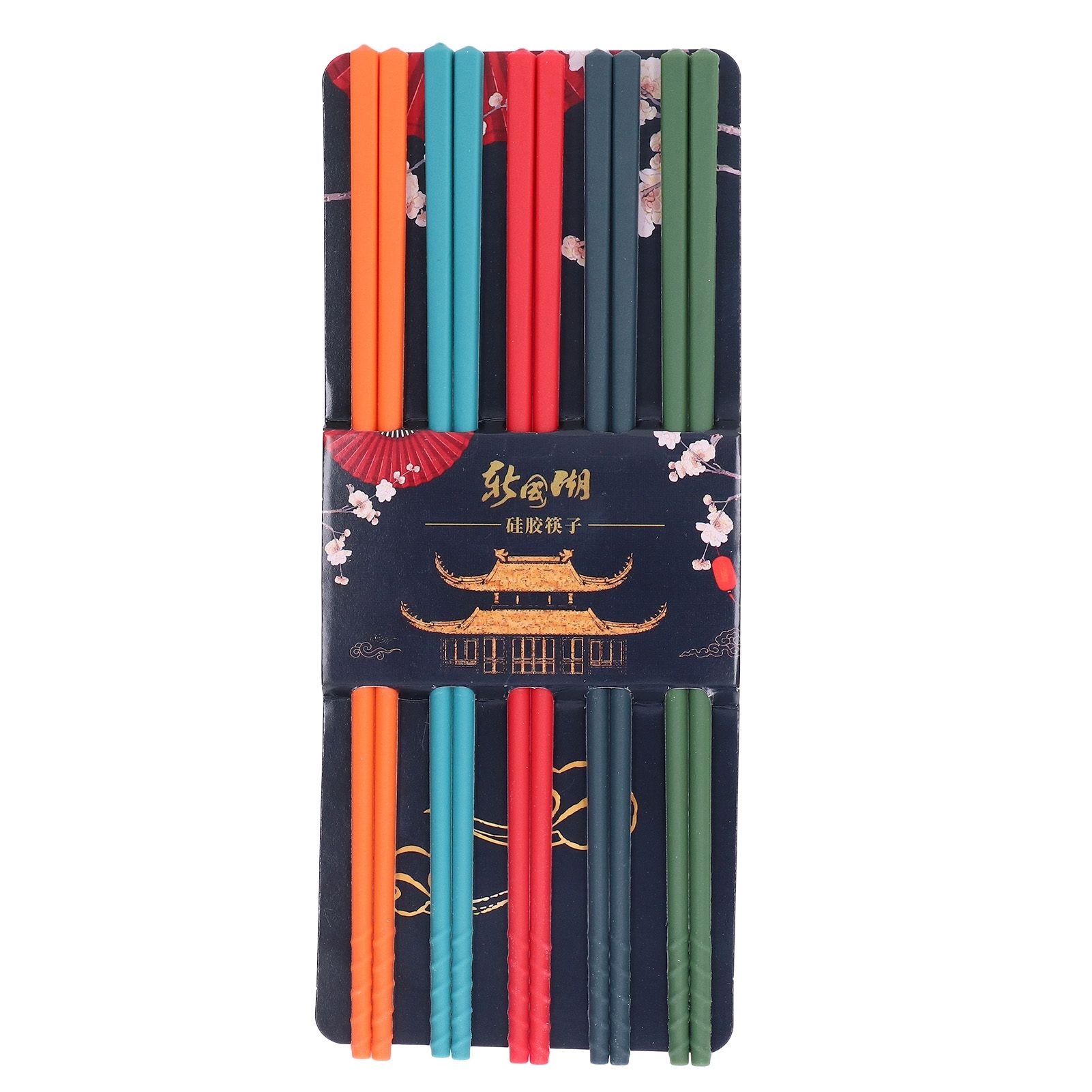 24cm 5 Color Chopsticks Set Silicone Stainless Steel Chopsticks Reusable Anti