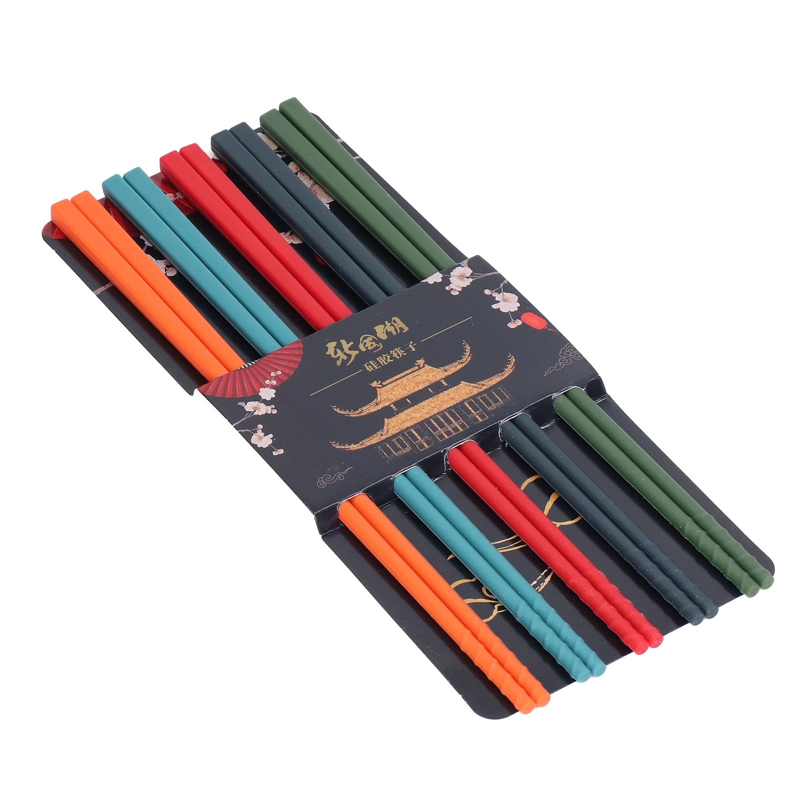 24cm 5 Color Chopsticks Set Silicone Stainless Steel Chopsticks Reusable Anti view 3