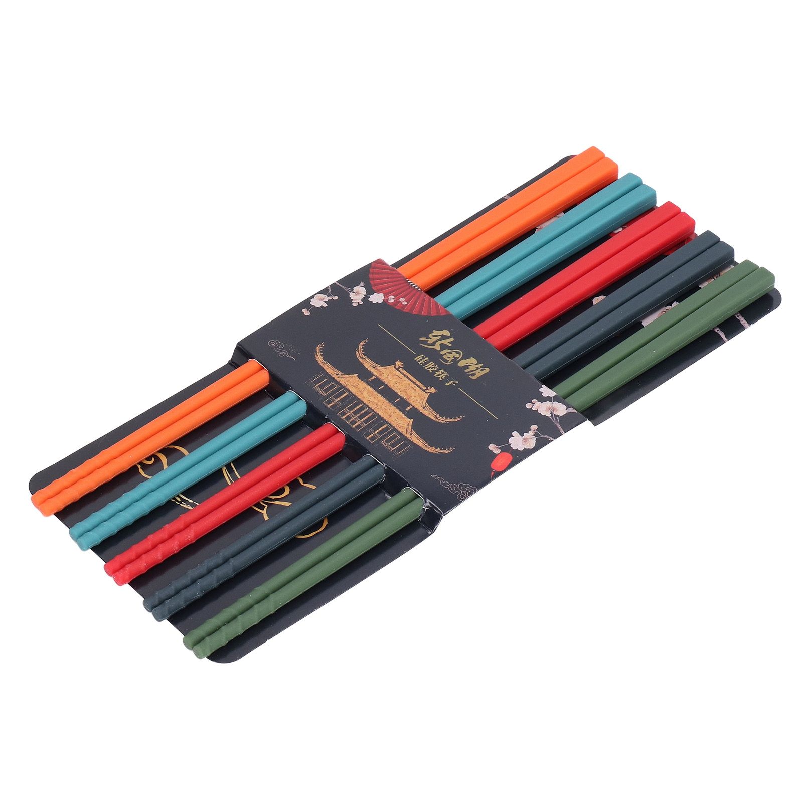 24cm 5 Color Chopsticks Set Silicone Stainless Steel Chopsticks Reusable Anti view 9