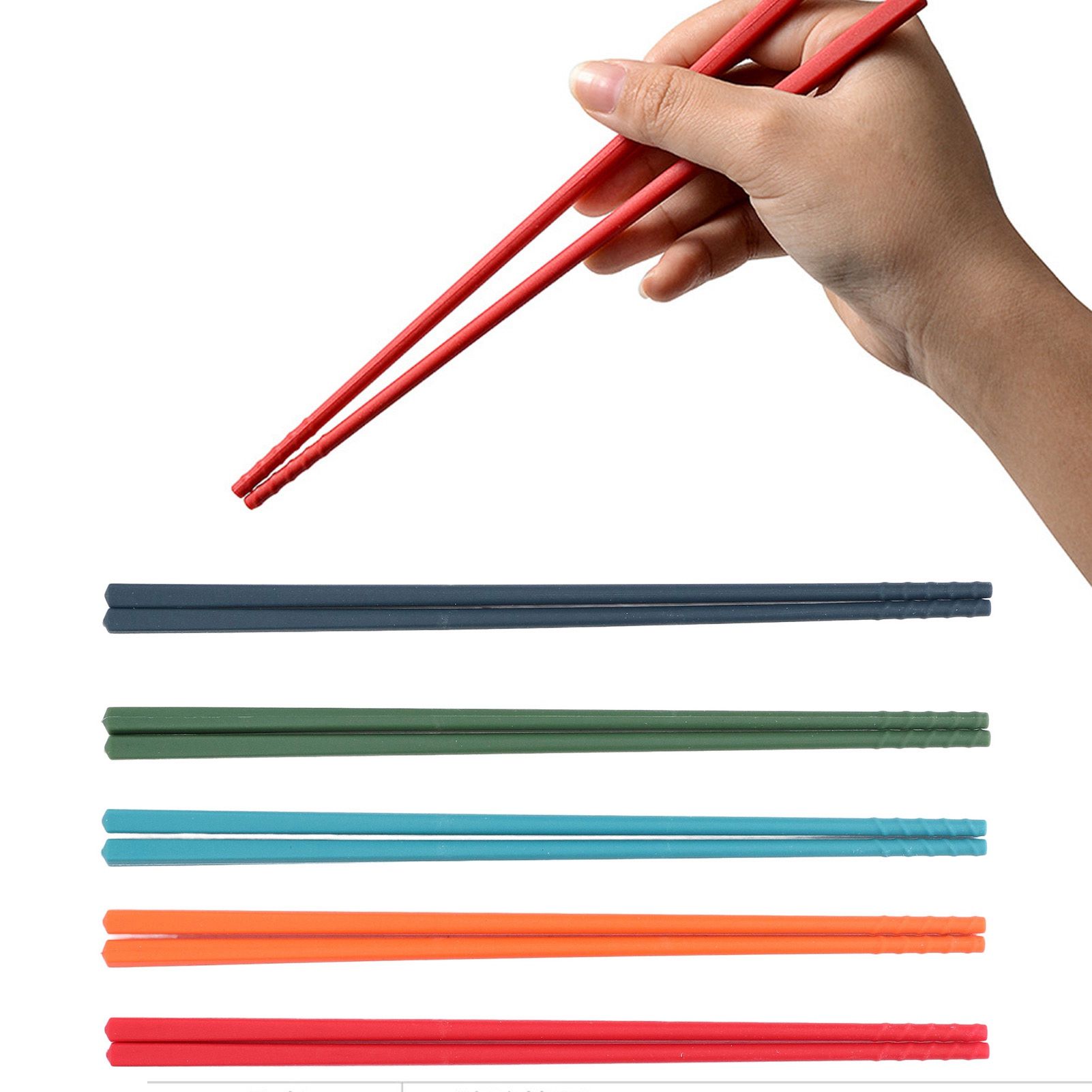 24cm 5 Color Chopsticks Set Silicone Stainless Steel Chopsticks Reusable Anti view 11