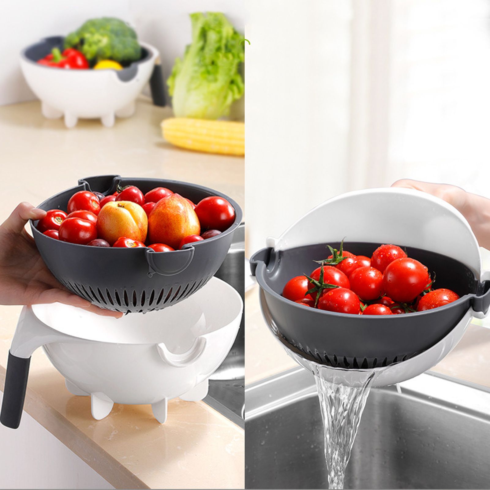 Multifunction Rotate Food Vegetable Cutter Chopper with Drain Basket Large view 4