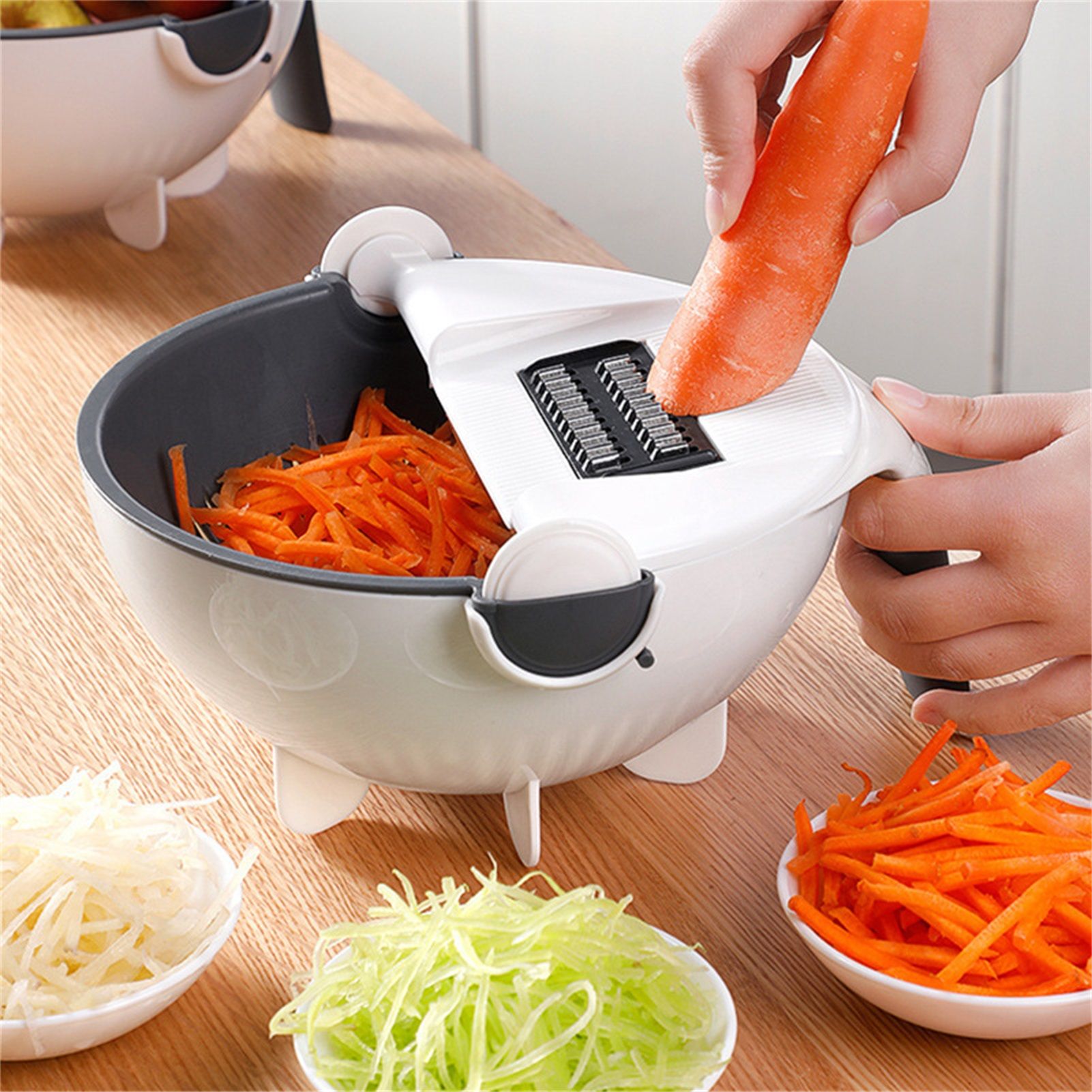 Multifunction Rotate Food Vegetable Cutter Chopper with Drain Basket Large view 5