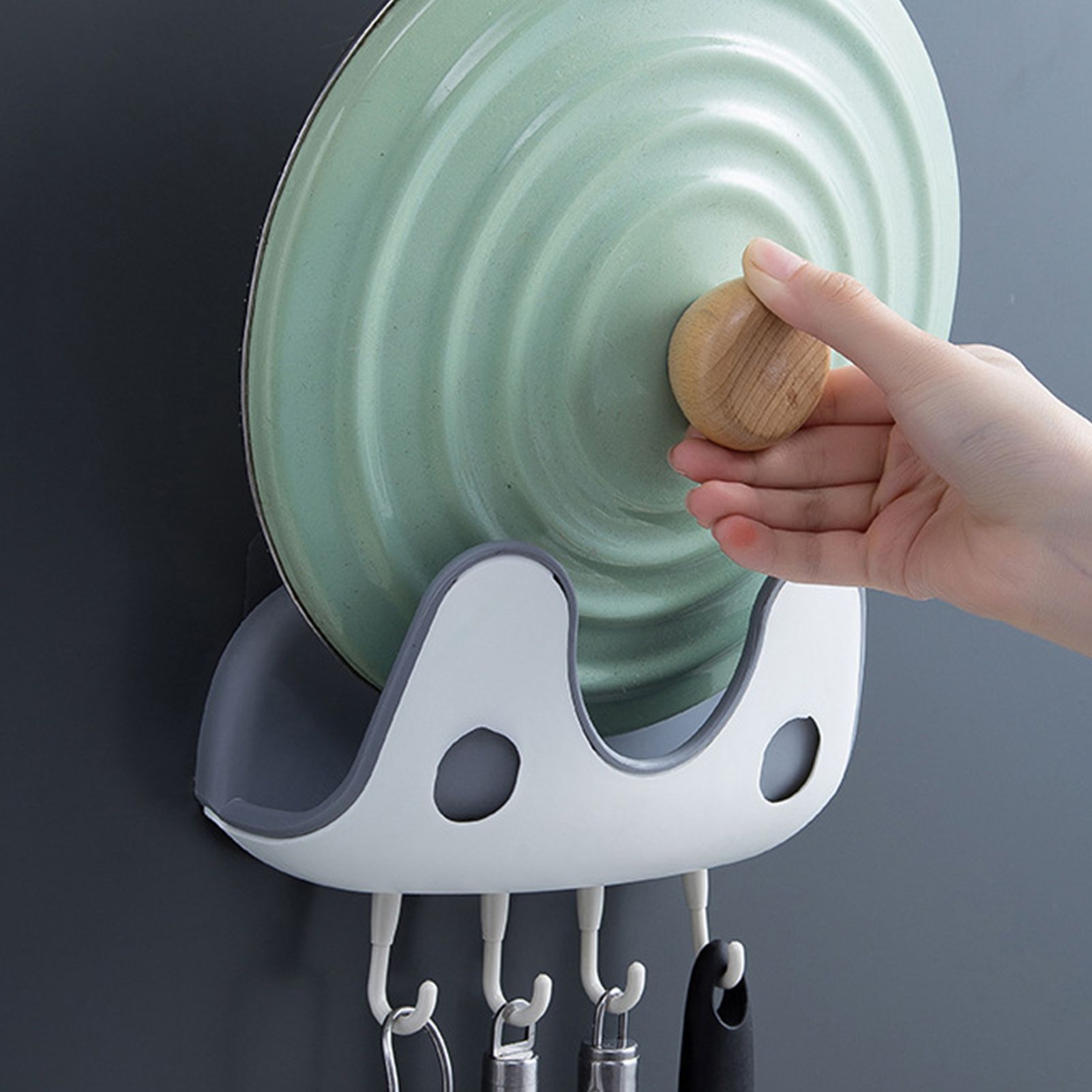 Pot Lid Holder Double Layer Strong Load Bearing Capacity Multifunctional Pan view 4