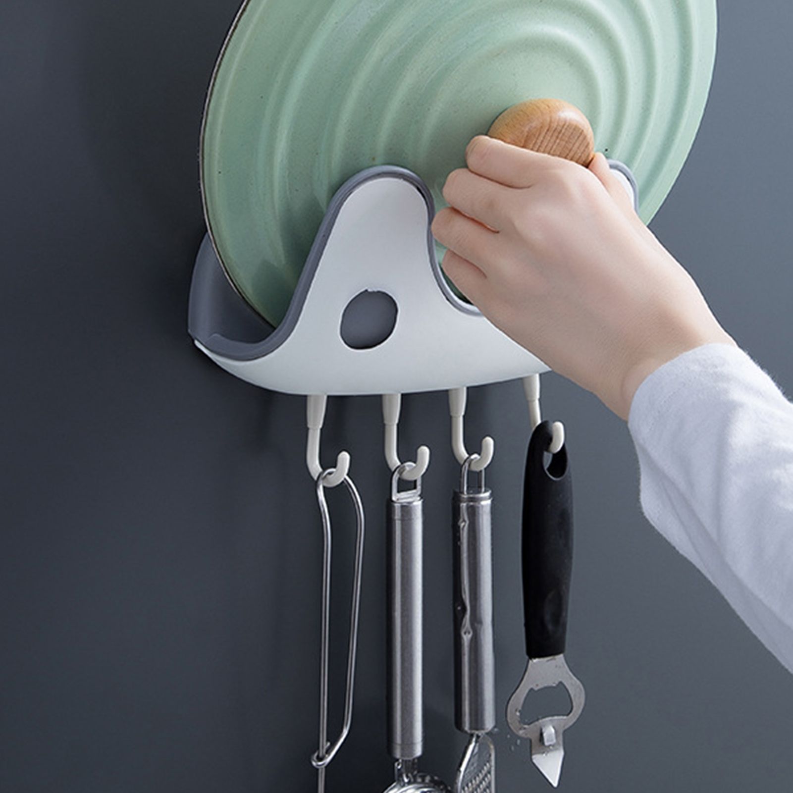 Pot Lid Holder Double Layer Strong Load Bearing Capacity Multifunctional Pan view 5