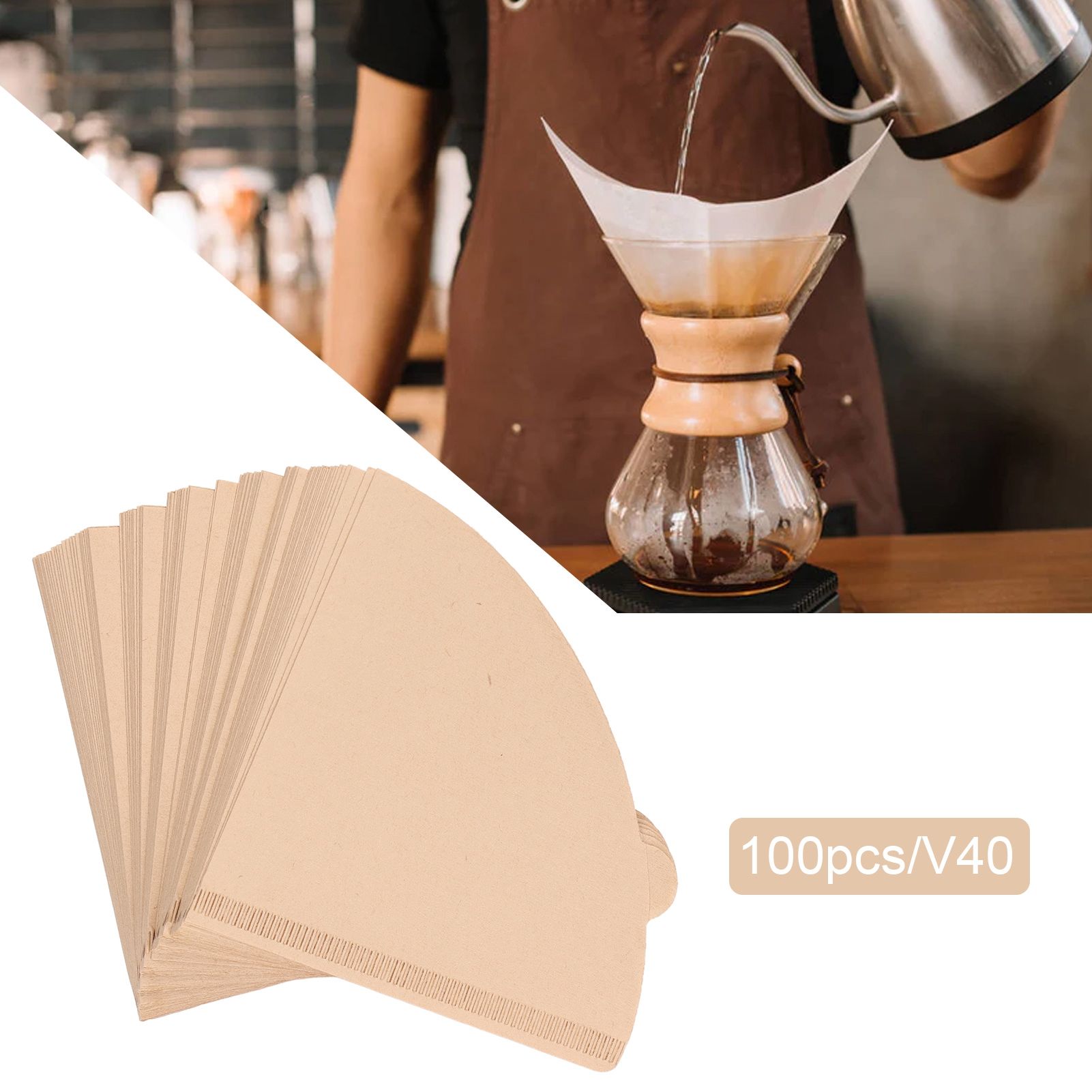 100PCS Coffee Filter Paper Cone Shaped Disposable Coffee Strainer Paper view 11