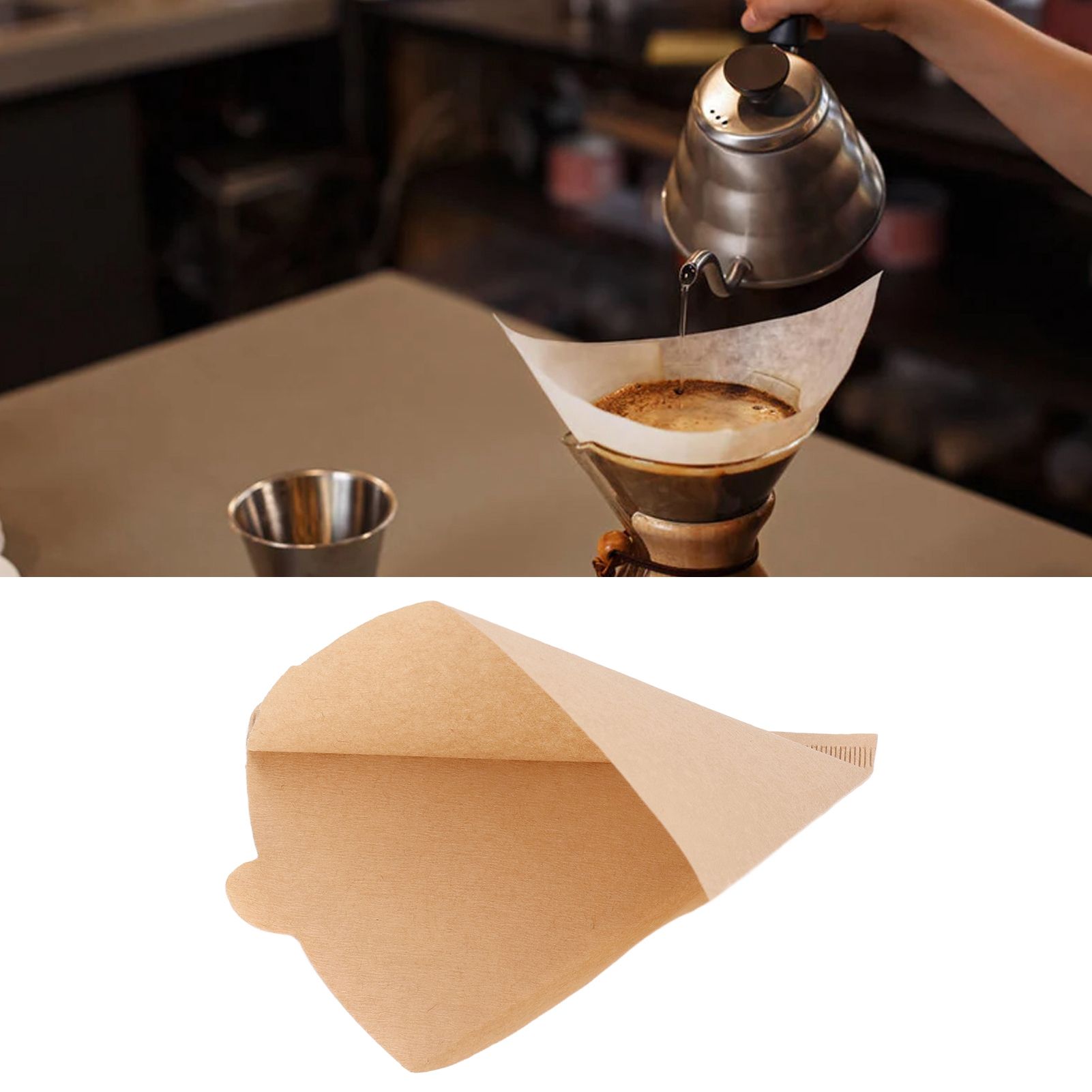100PCS Coffee Filter Paper Cone Shaped Disposable Coffee Strainer Paper view 12