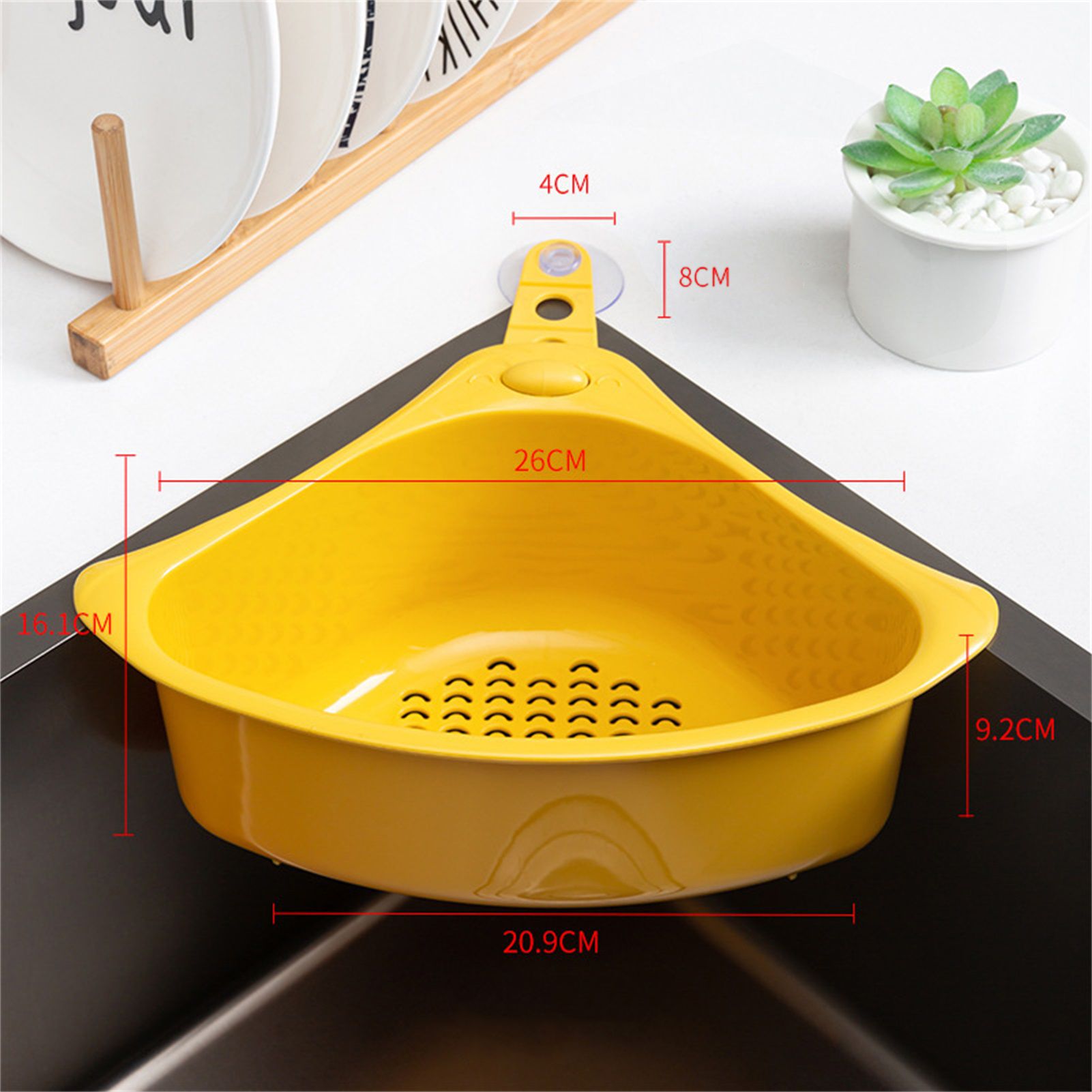 Kitchen Triangular Drain Basket Stable Easy Draining Corner Sink Strainer view 2