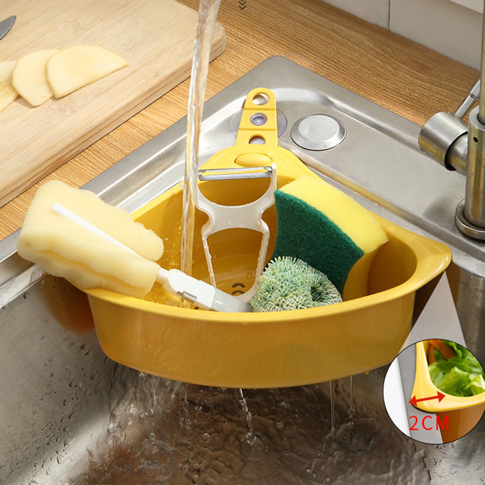 Kitchen Triangular Drain Basket Stable Easy Draining Corner Sink Strainer view 4