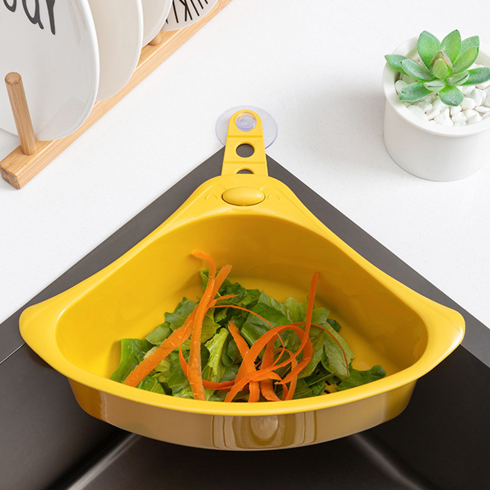 Kitchen Triangular Drain Basket Stable Easy Draining Corner Sink Strainer view 5