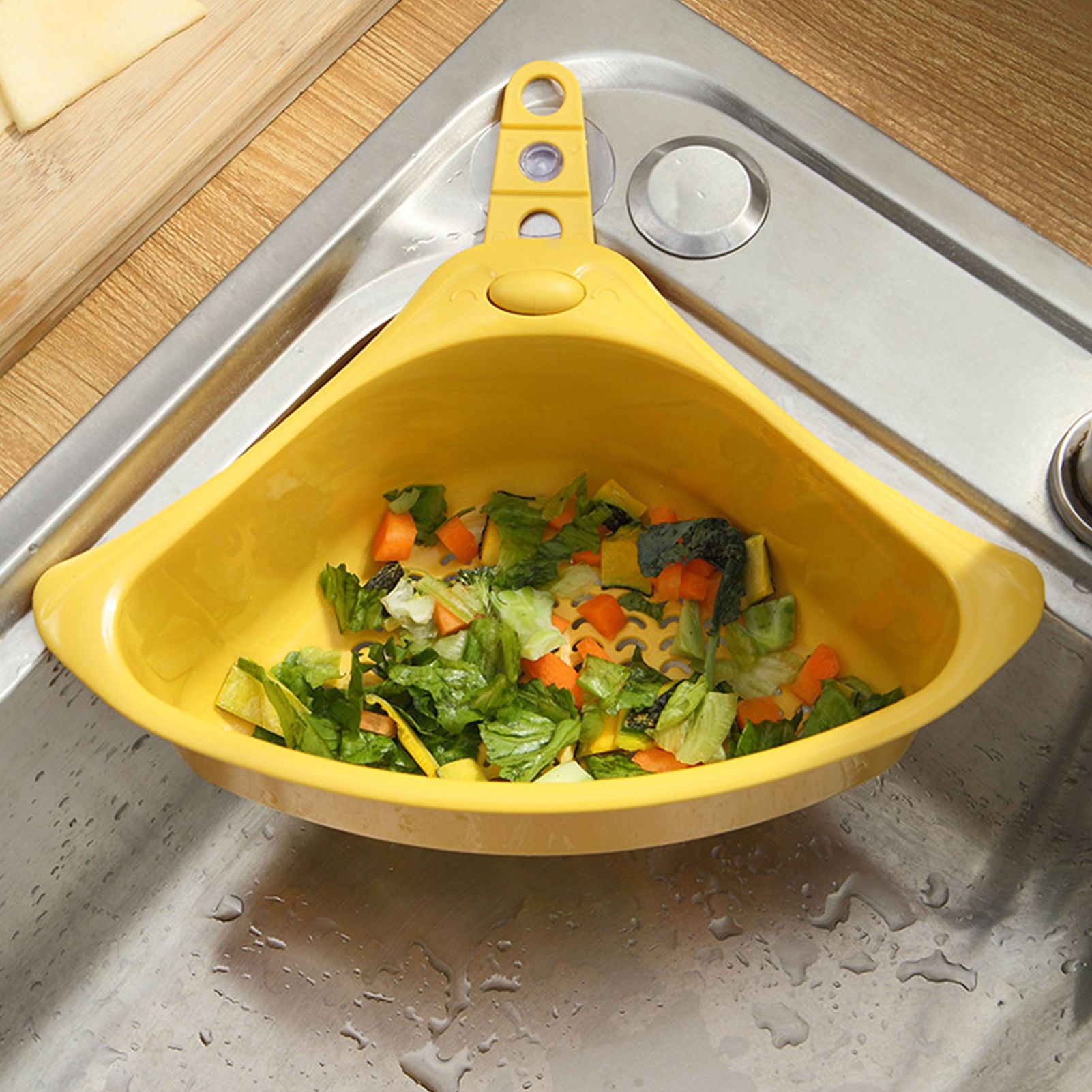 Kitchen Triangular Drain Basket Stable Easy Draining Corner Sink Strainer view 6