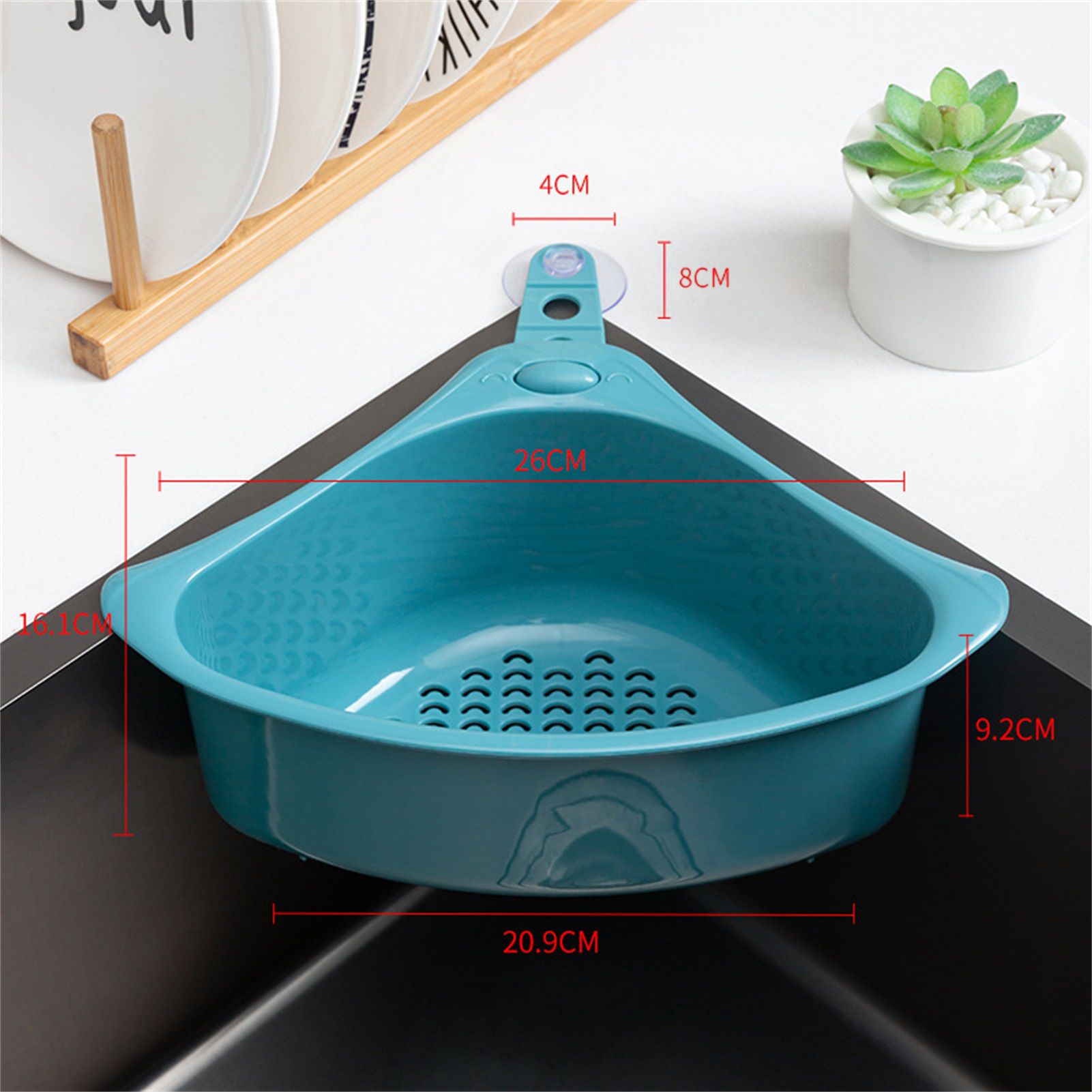 Kitchen Triangular Drain Basket Stable Easy Draining Corner Sink Strainer view 2