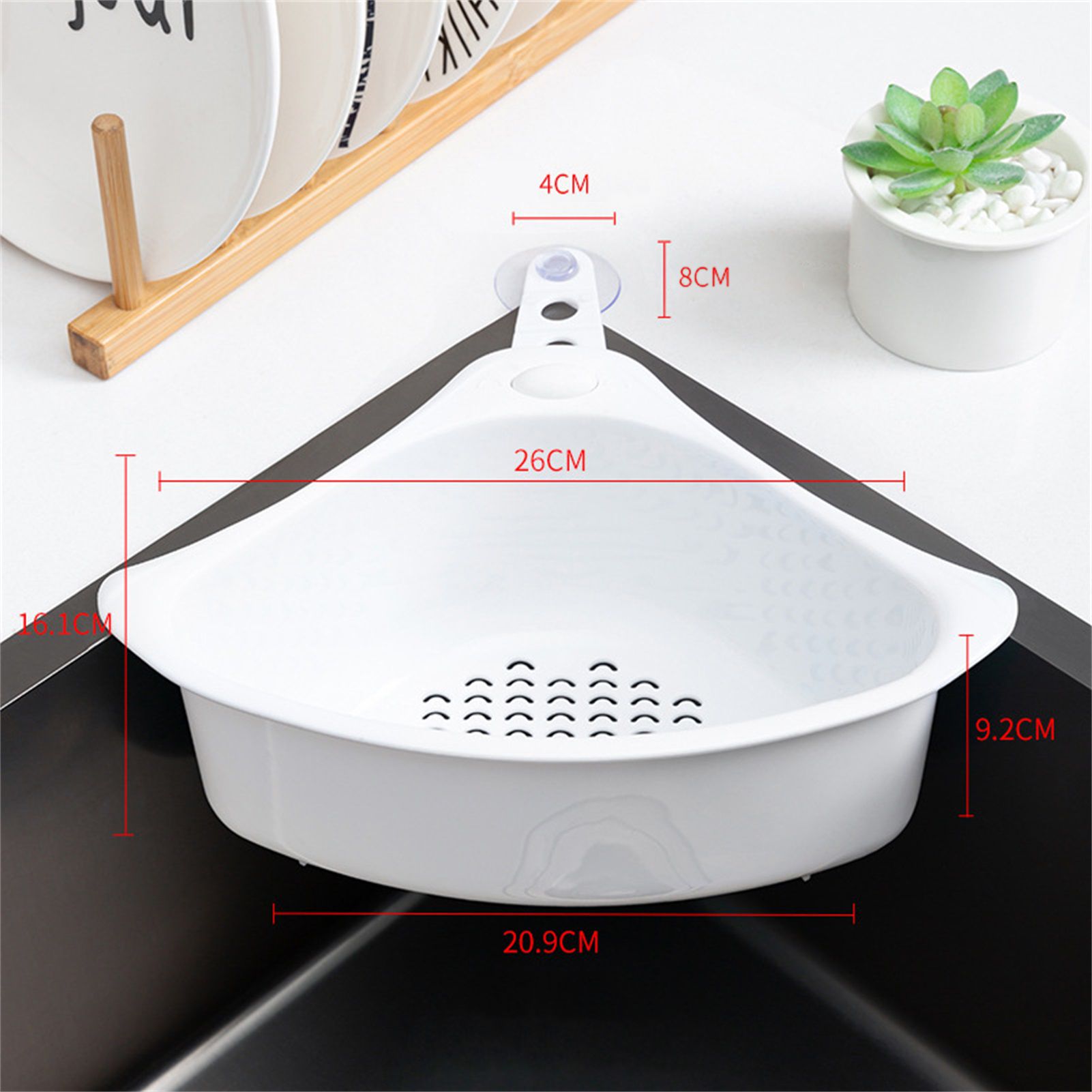 Kitchen Triangular Drain Basket Stable Easy Draining Corner Sink Strainer view 2