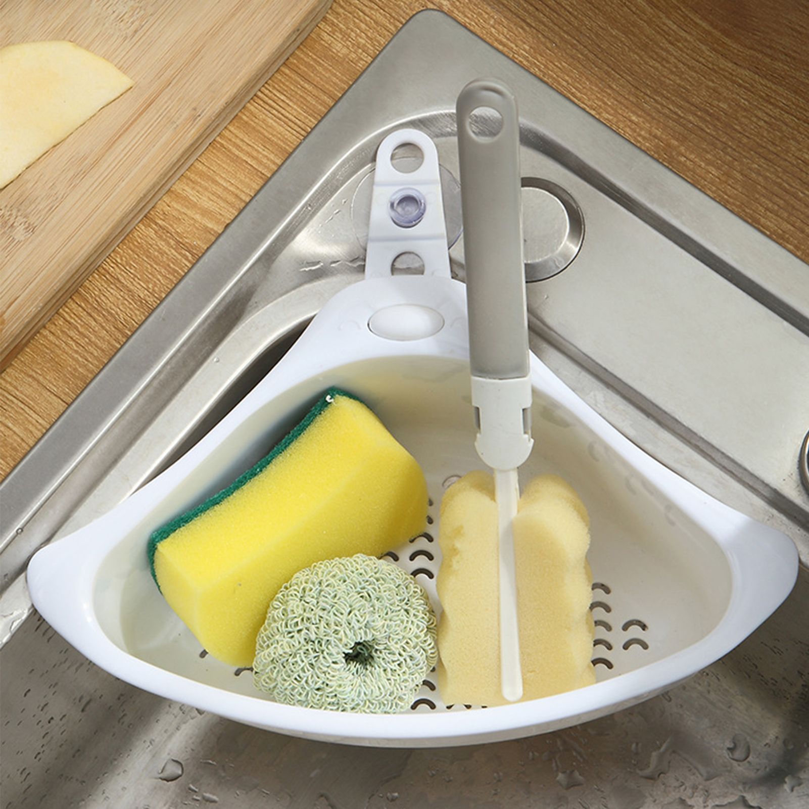 Kitchen Triangular Drain Basket Stable Easy Draining Corner Sink Strainer view 4