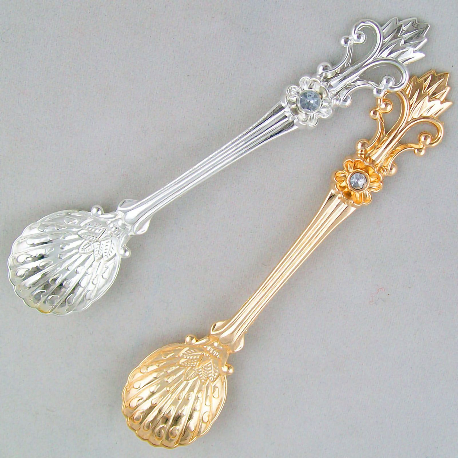 4Pcs Coffee Spoons Set Vintage Aluminum Alloy Dessert Spoons with Orris view 2