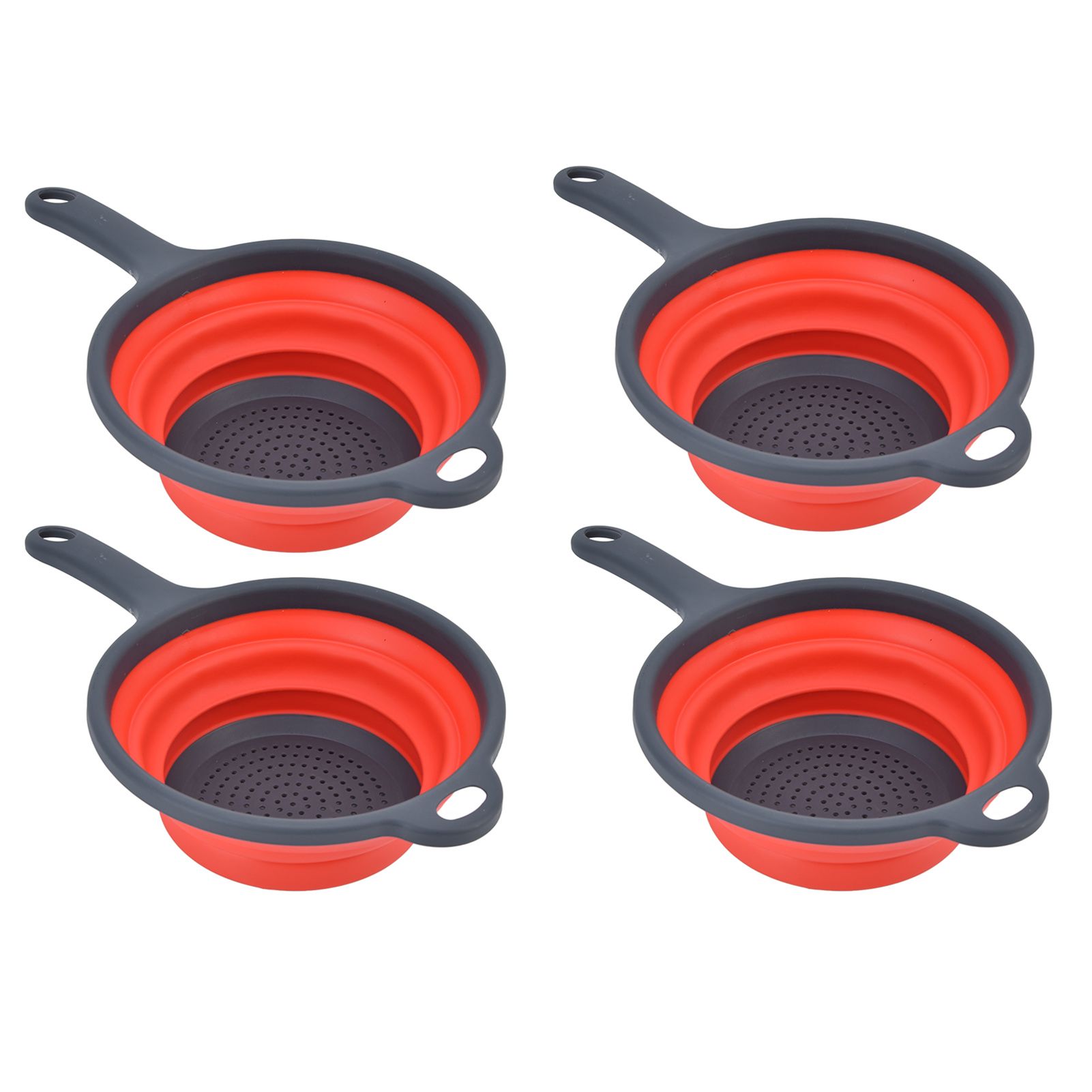 4PCS Collapsible Colander Strainer Round with Handle Hanging Hole for Pasta