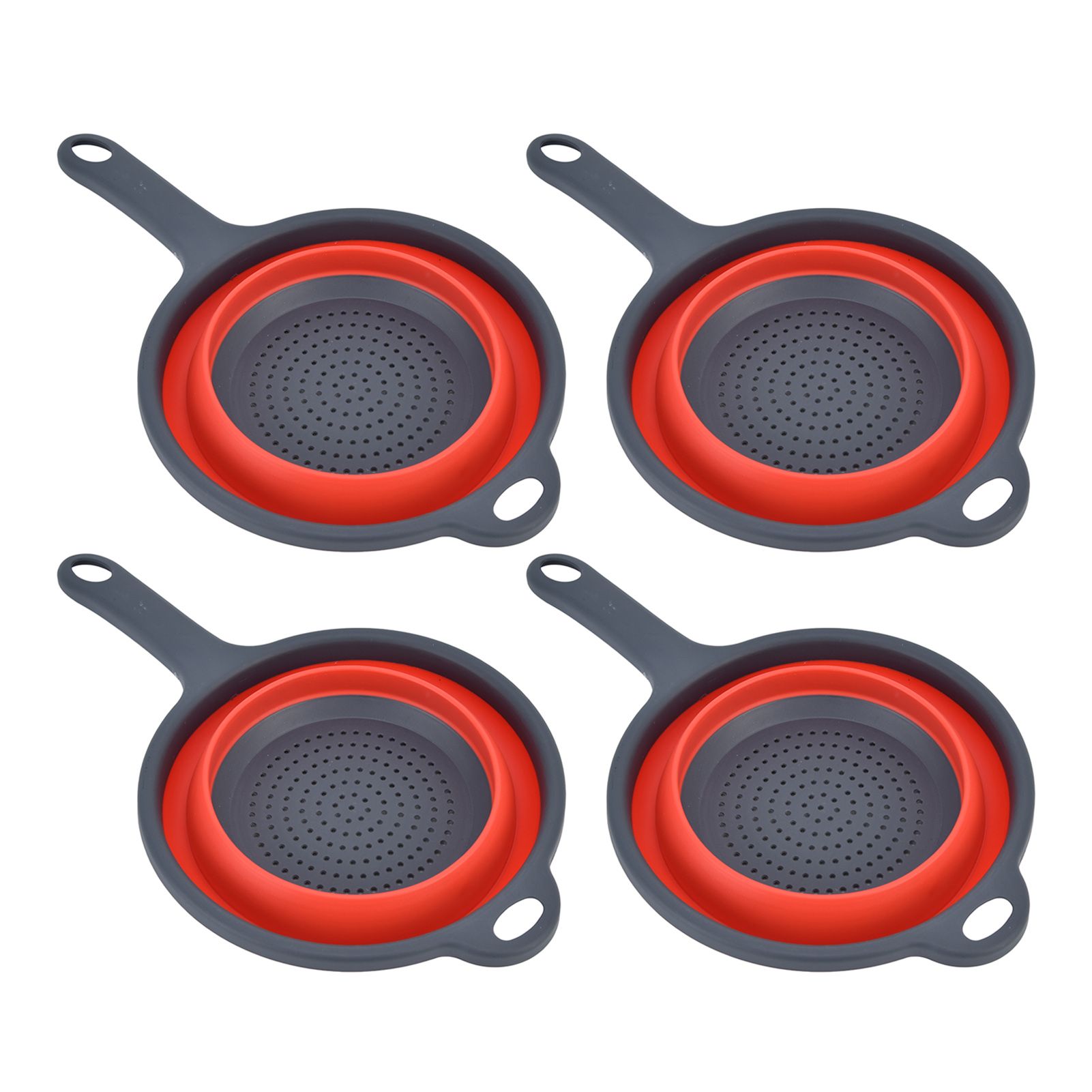 4PCS Collapsible Colander Strainer Round with Handle Hanging Hole for Pasta view 2