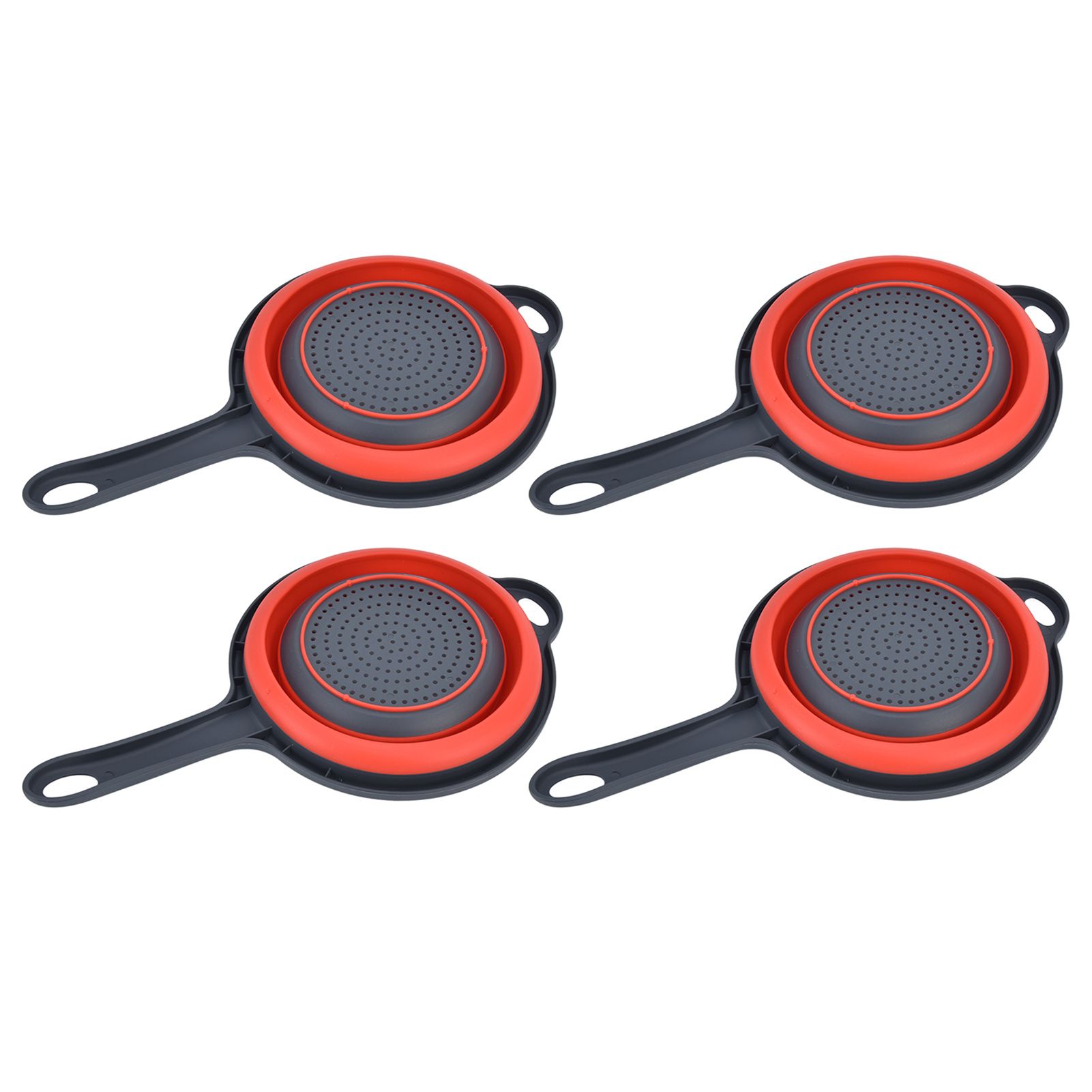 4PCS Collapsible Colander Strainer Round with Handle Hanging Hole for Pasta view 3