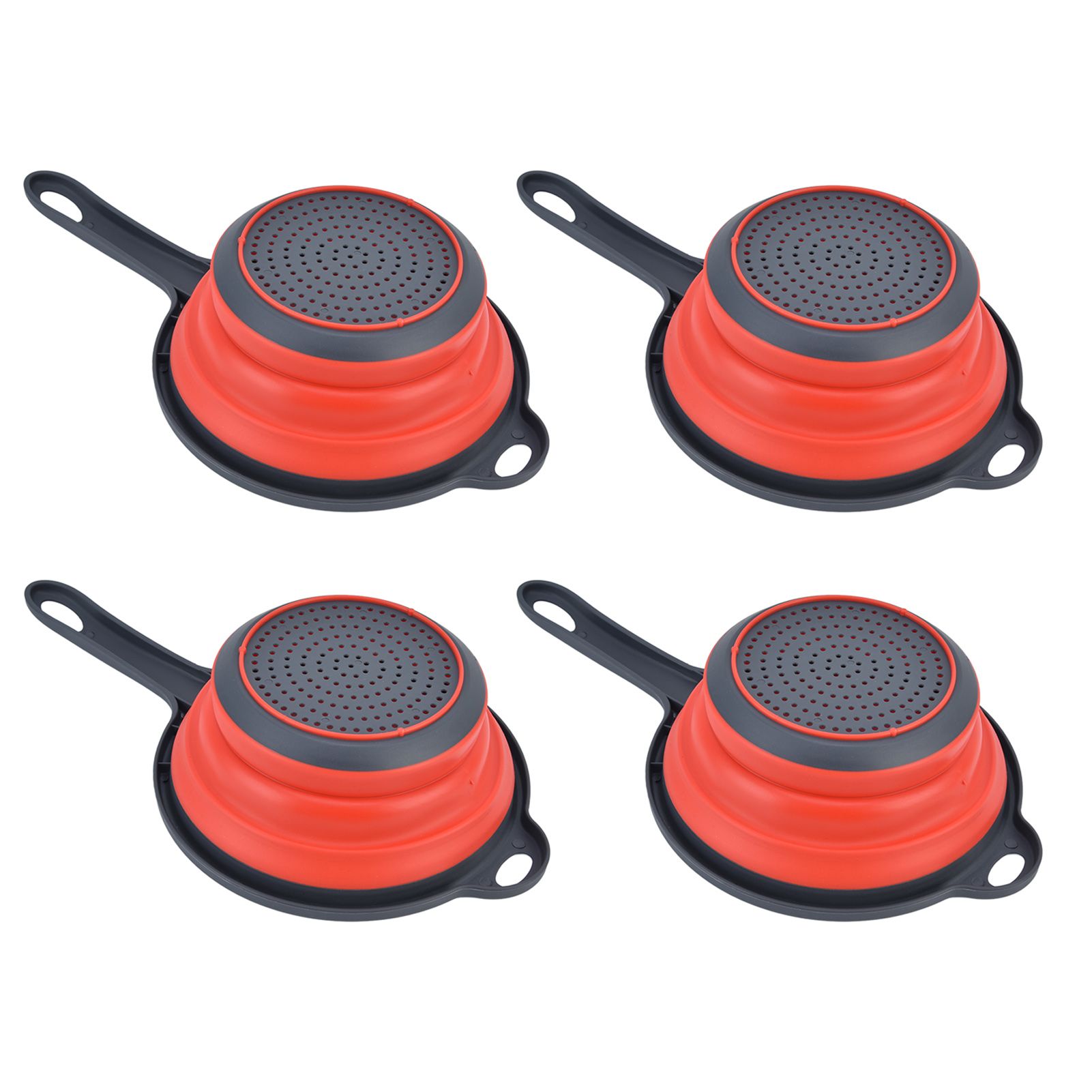 4PCS Collapsible Colander Strainer Round with Handle Hanging Hole for Pasta view 9