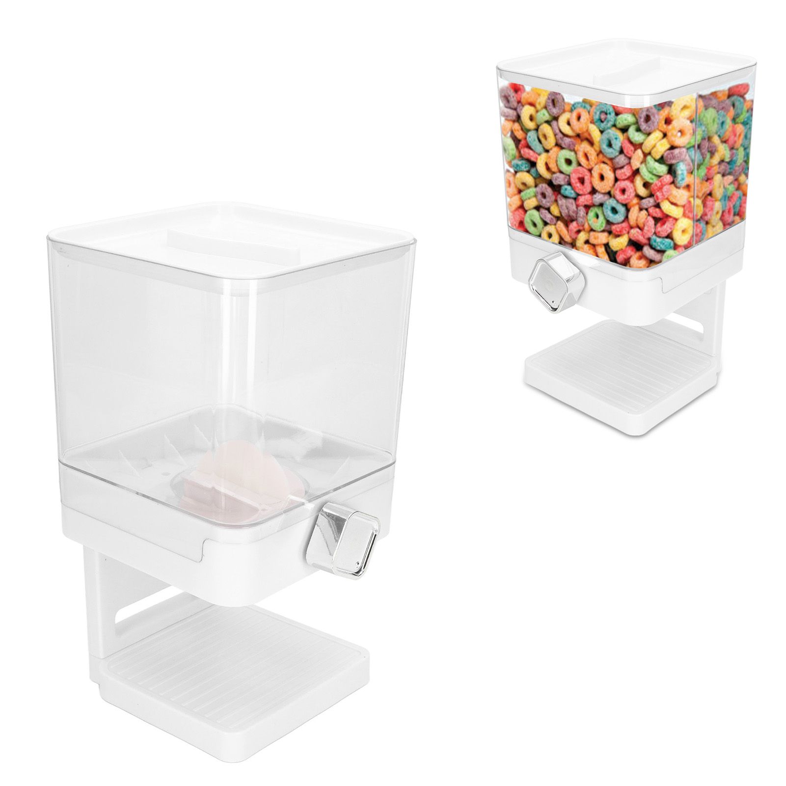 Cereal Dispenser 17.5oz Capacity Single Grid Grain Dispenser Transparent view 11