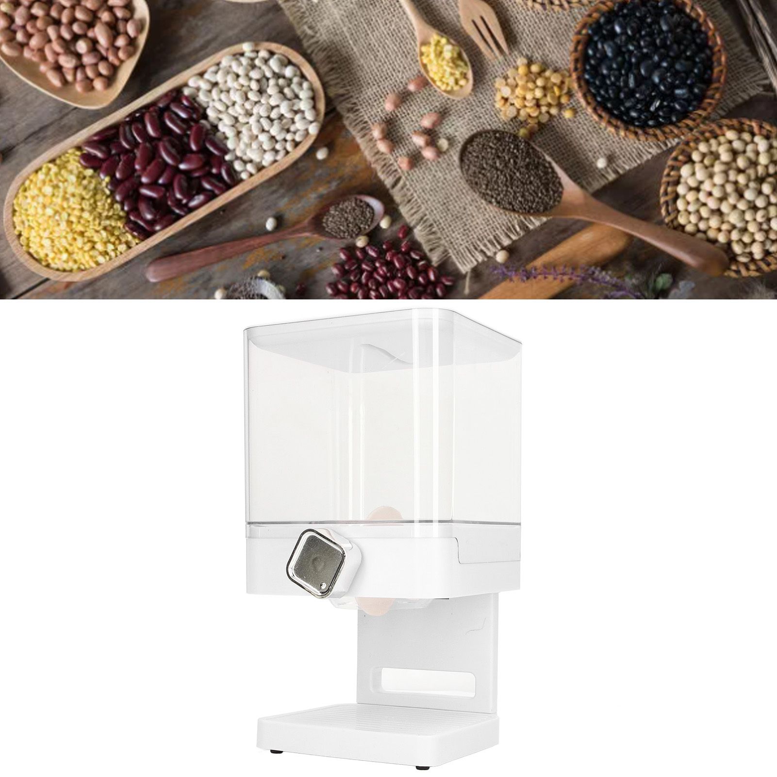 Cereal Dispenser 17.5oz Capacity Single Grid Grain Dispenser Transparent view 12