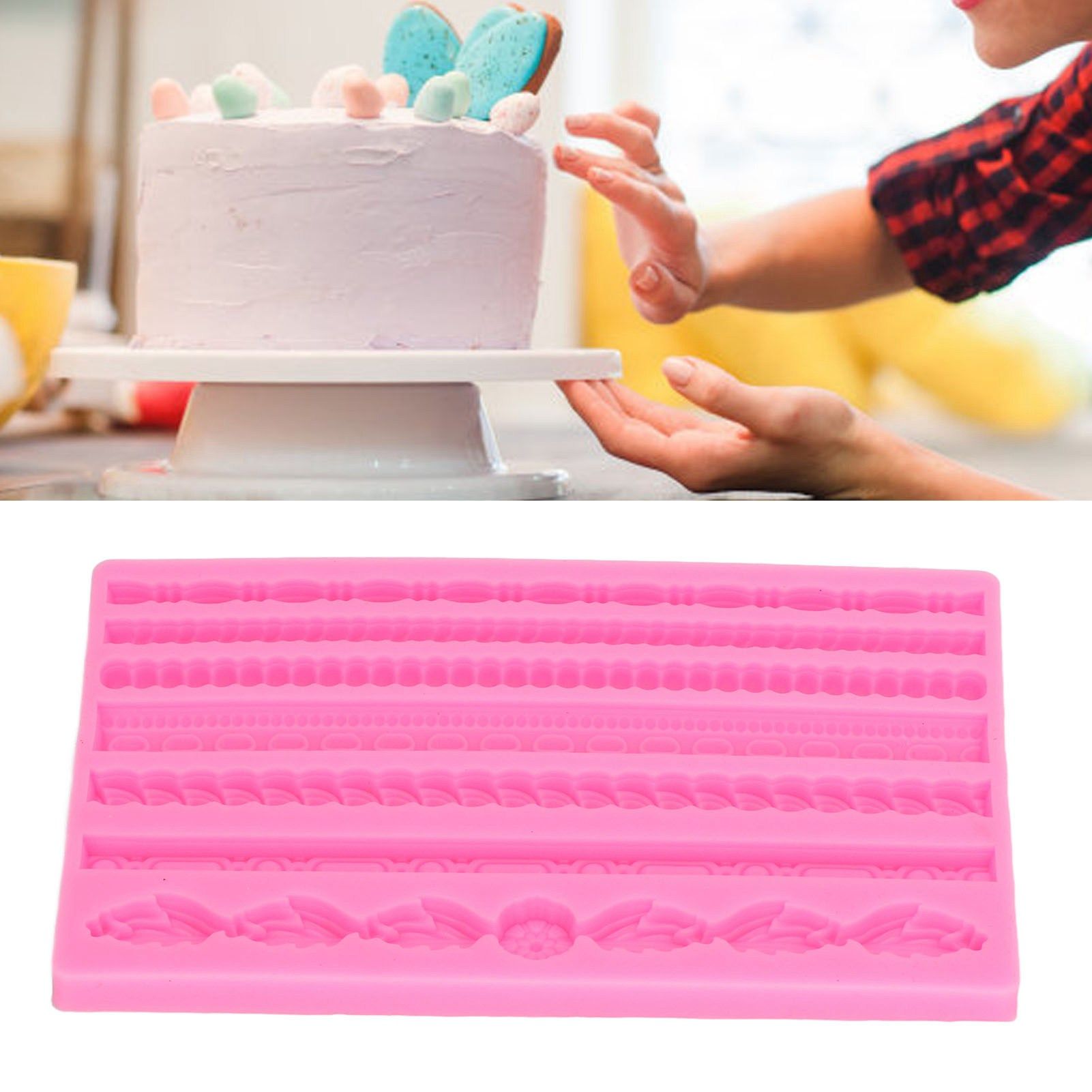 3D Pearl Knit Rope Silicone Mold Food Grade Reusable Cake Decorating Mould for view 12
