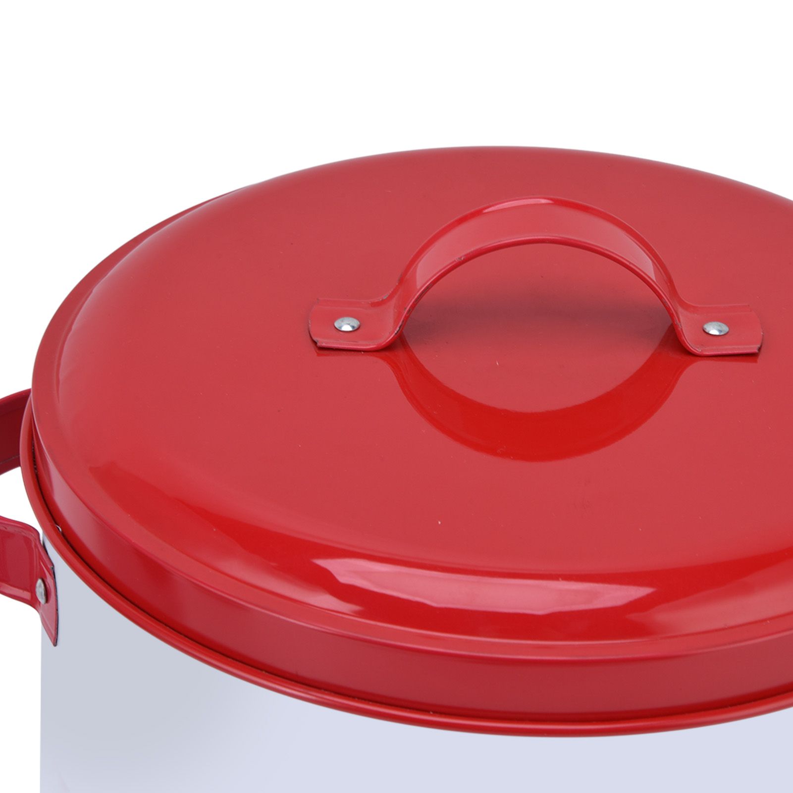 3 Pcs Canister Set Large Capacity Red White Round Storage Bucket Farmhouse view 15