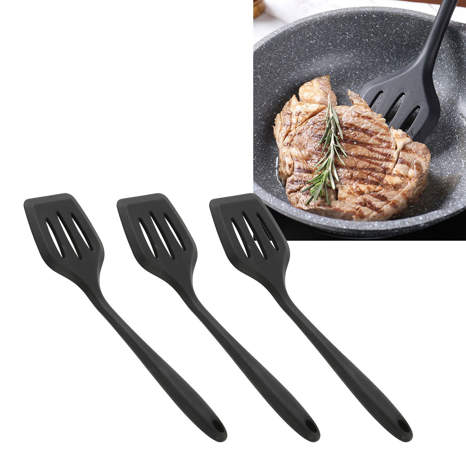 3Pcs Silicone Spatula Easy Cleaning Odorless Food Grade Silicone Slotted view 11