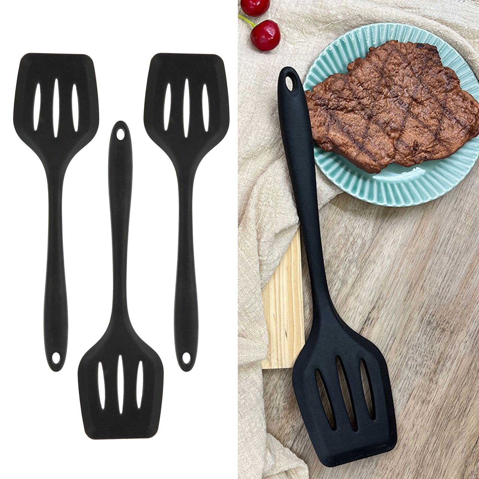 3Pcs Silicone Spatula Easy Cleaning Odorless Food Grade Silicone Slotted view 12