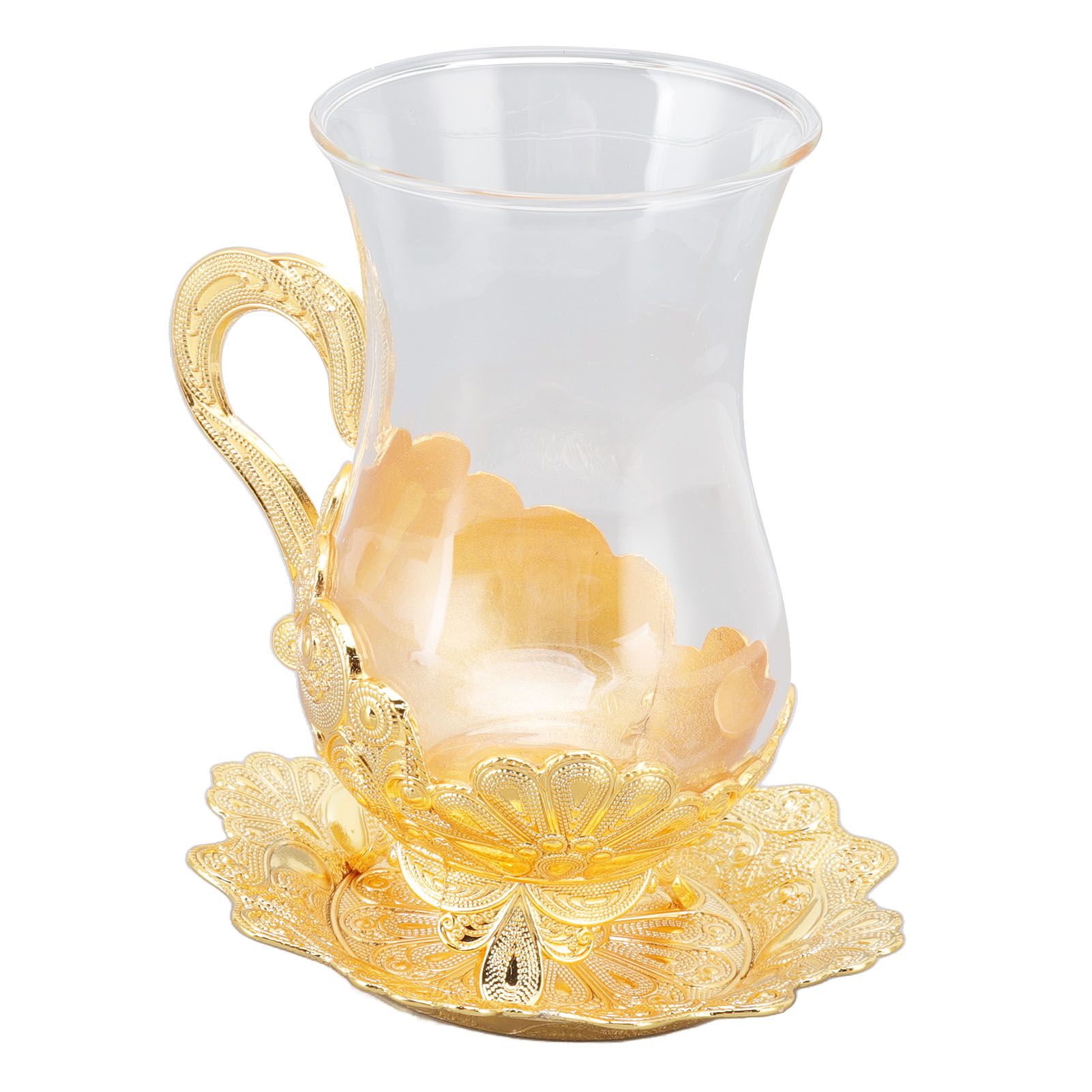 Gold Coffee Cups European Beautifully Carved Coffee Cup Elegant Retro Zinc view 7