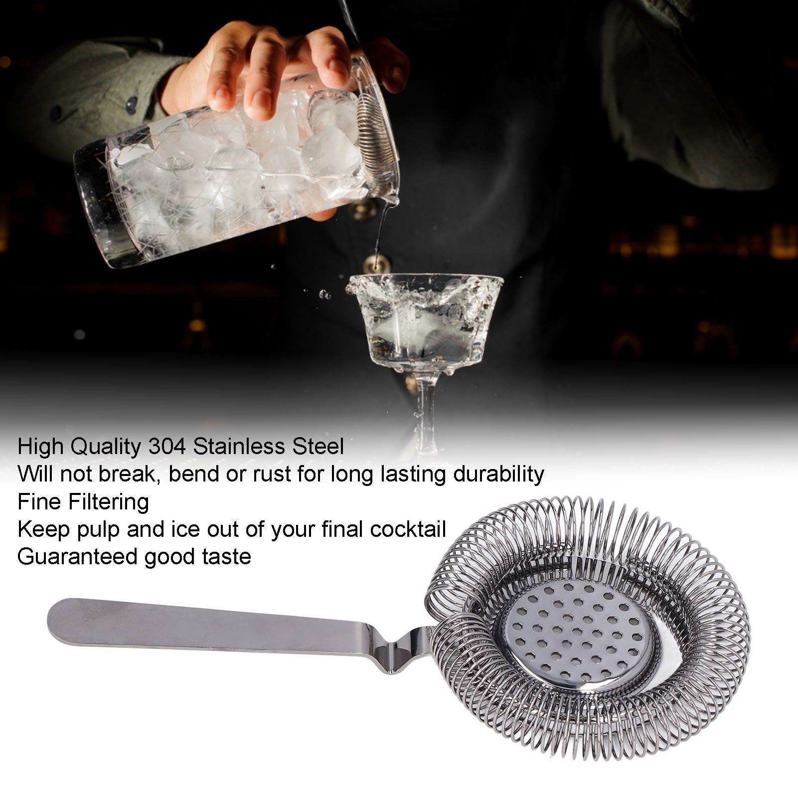 Bar Strainer Fine Filtering Professional Stainless Steel Cocktail Strainer for view 15