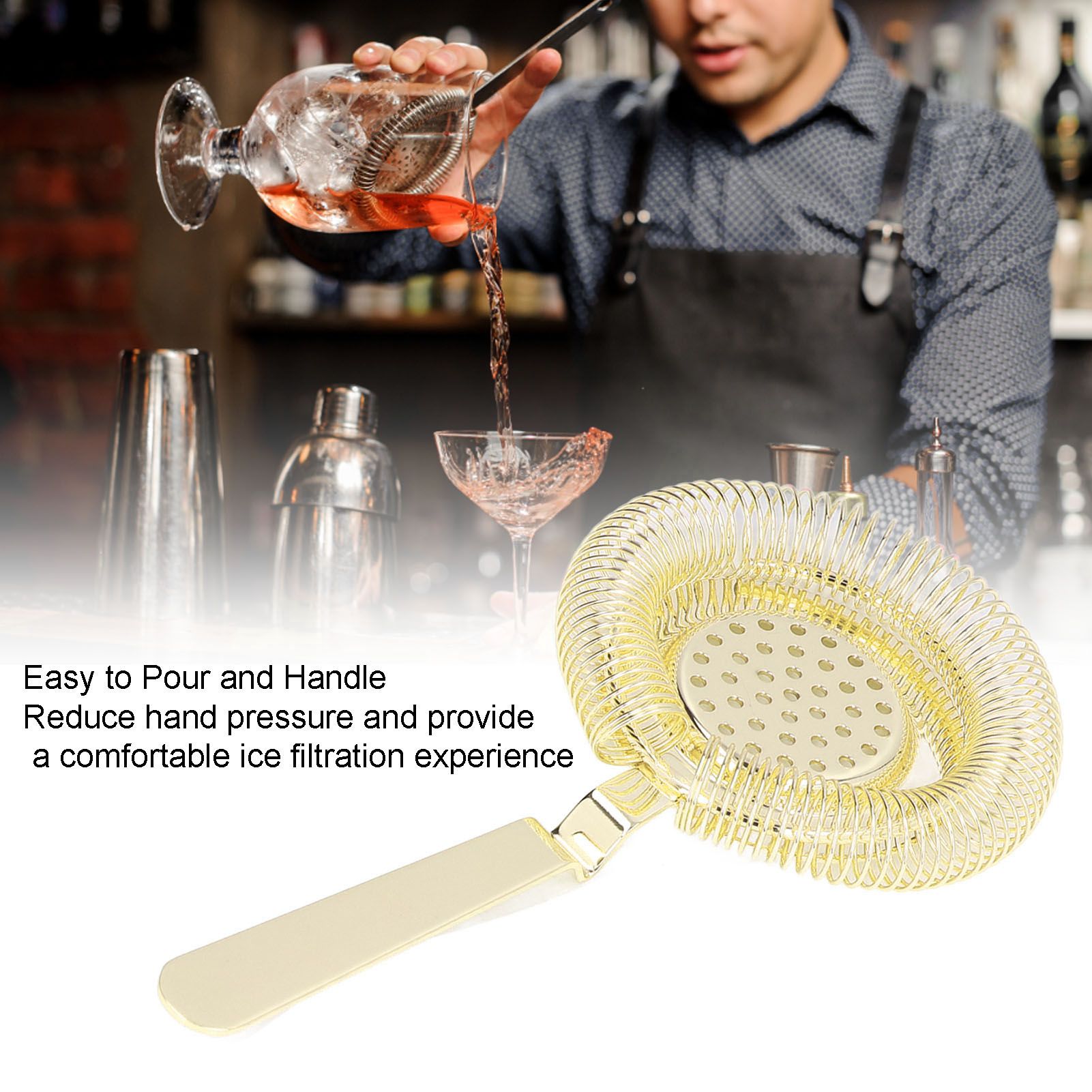Bar Strainer Fine Filtering Professional Stainless Steel Cocktail Strainer for view 15