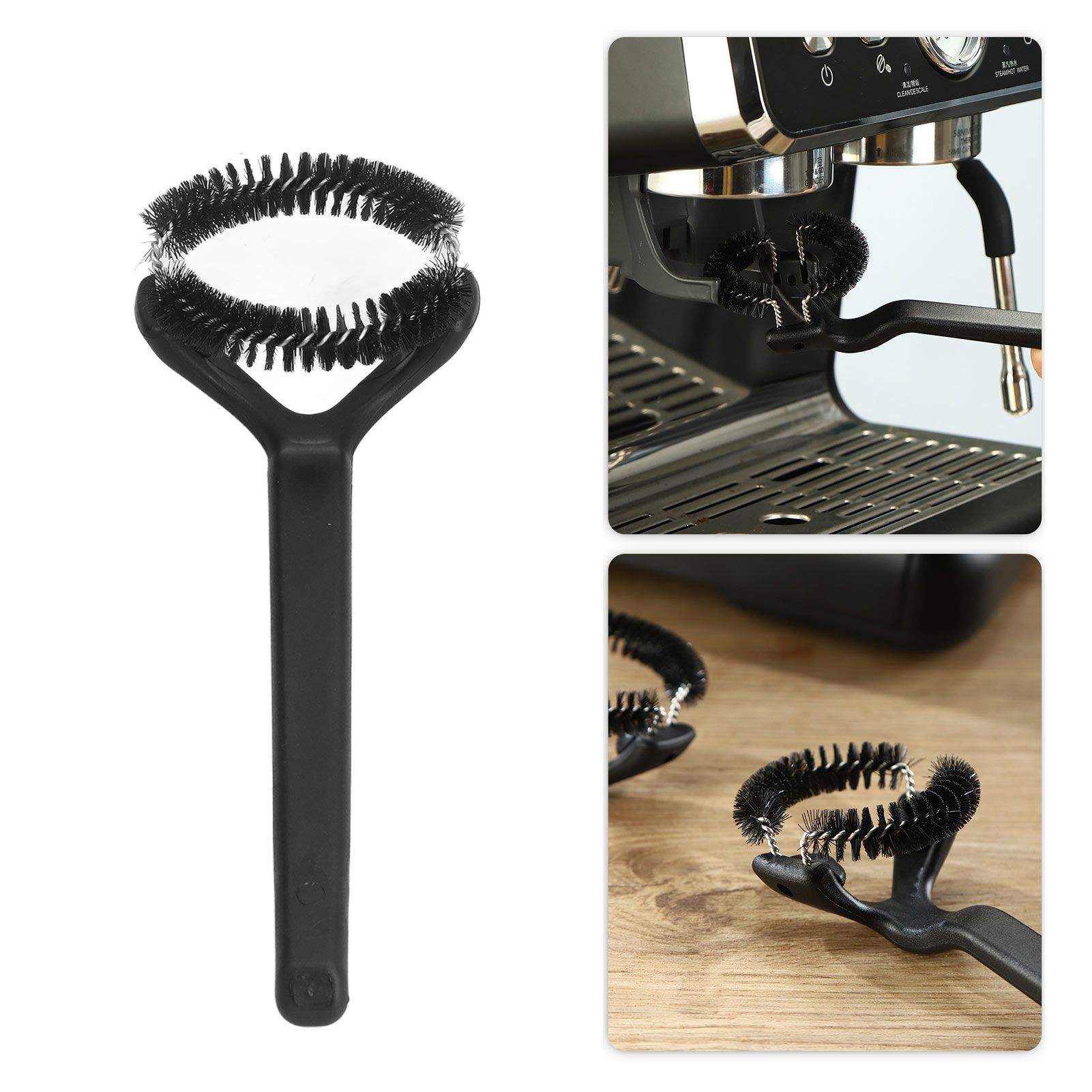 Coffee Machine Cleaning Brush Detachable Round Elbow Coffee Brush Short Handle view 12