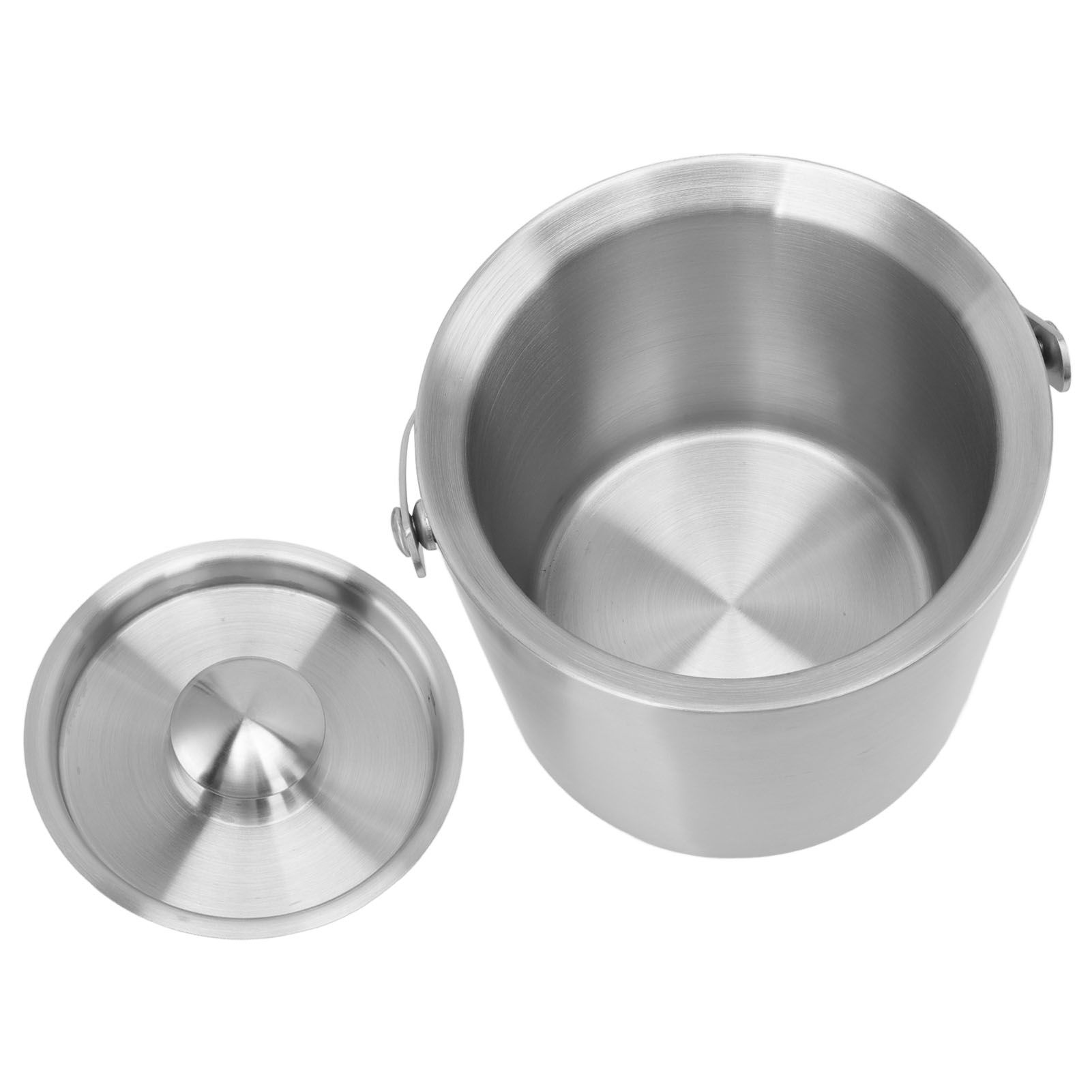 Stainless Steel Ice Bucket Double Layer Wine Champagne Beer Barrel with Handle view 2