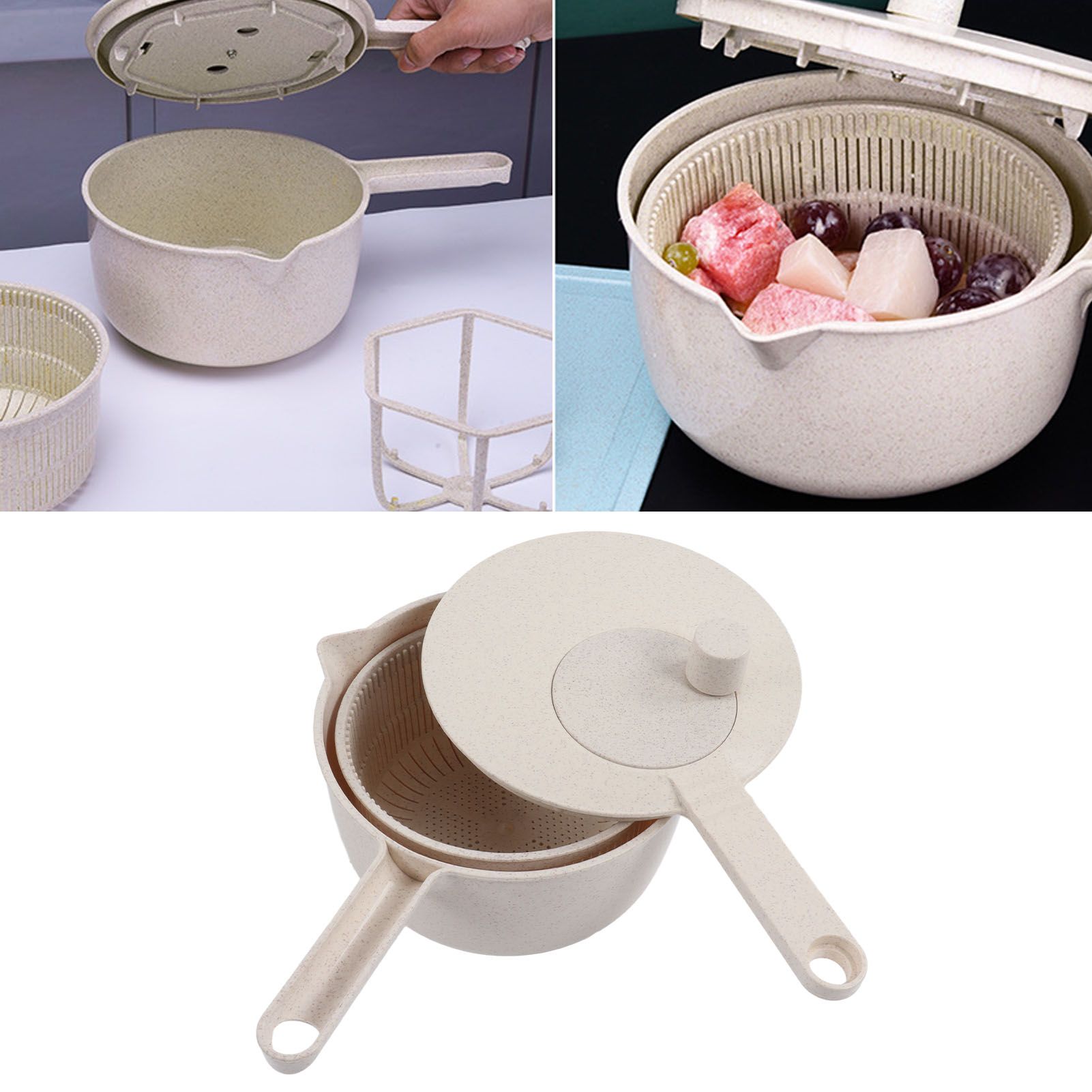 Small Salad Spinner BPA Free Multipurpose Vegetable Washer with Handle and view 11