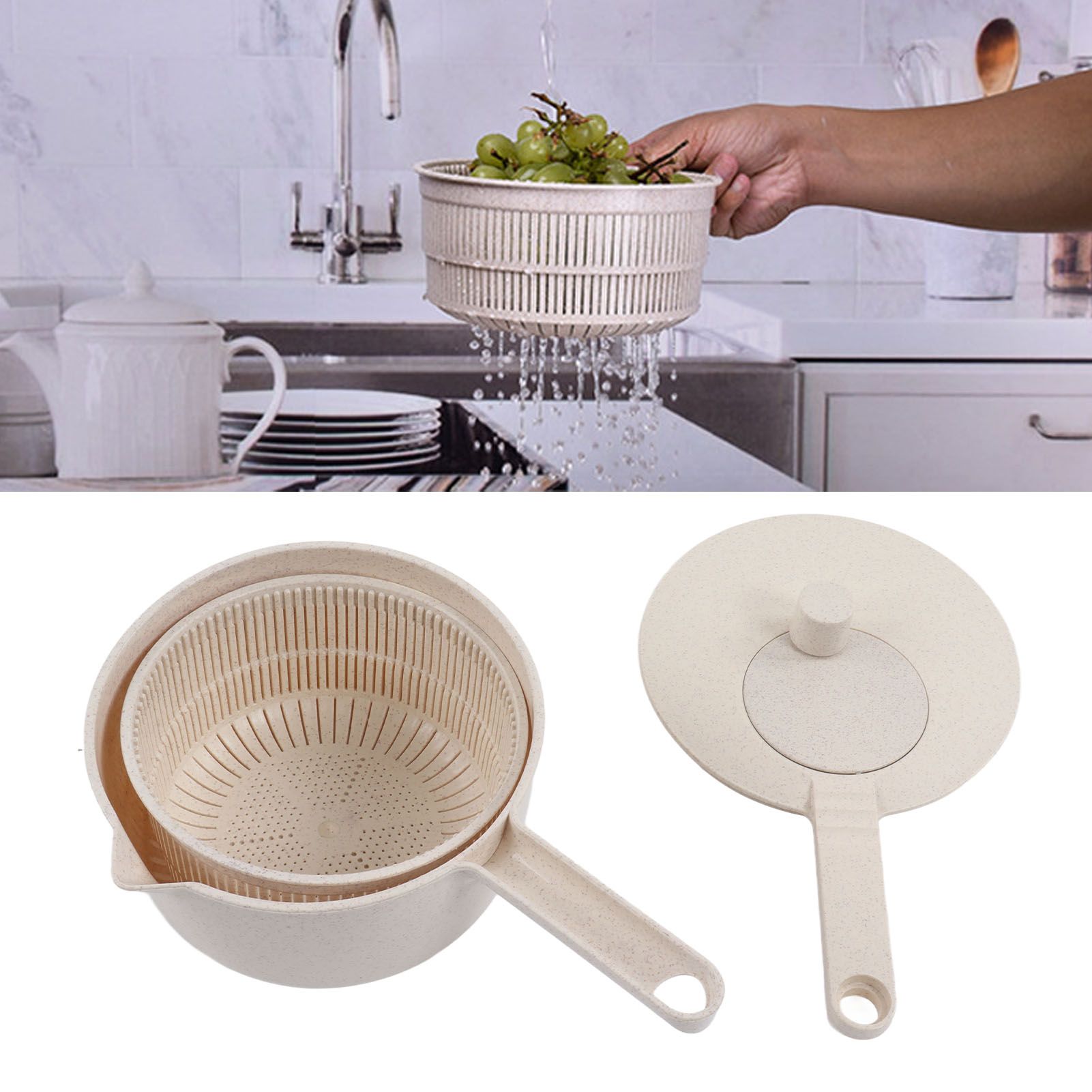 Small Salad Spinner BPA Free Multipurpose Vegetable Washer with Handle and view 12