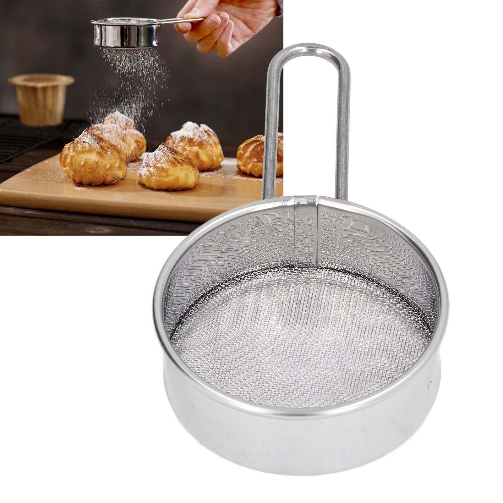 Mini Round Flour Sieve 304 Stainless Steel Fine 40 Mesh Small Professional view 11