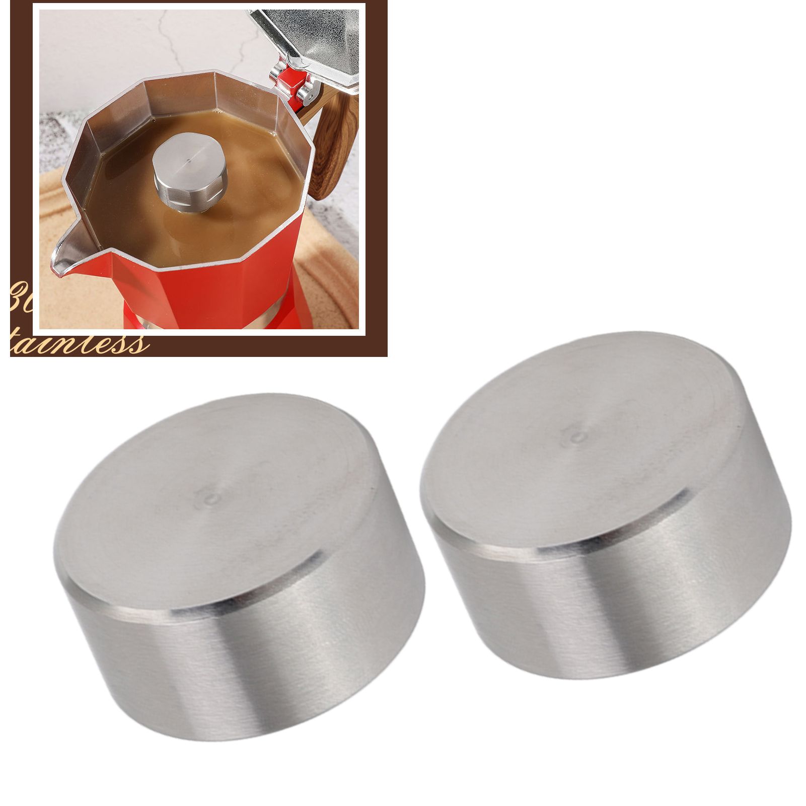 2Pcs Moka Coffee Pot Splashing Proof Cover Anti Rust Stainless Steel Splash view 11