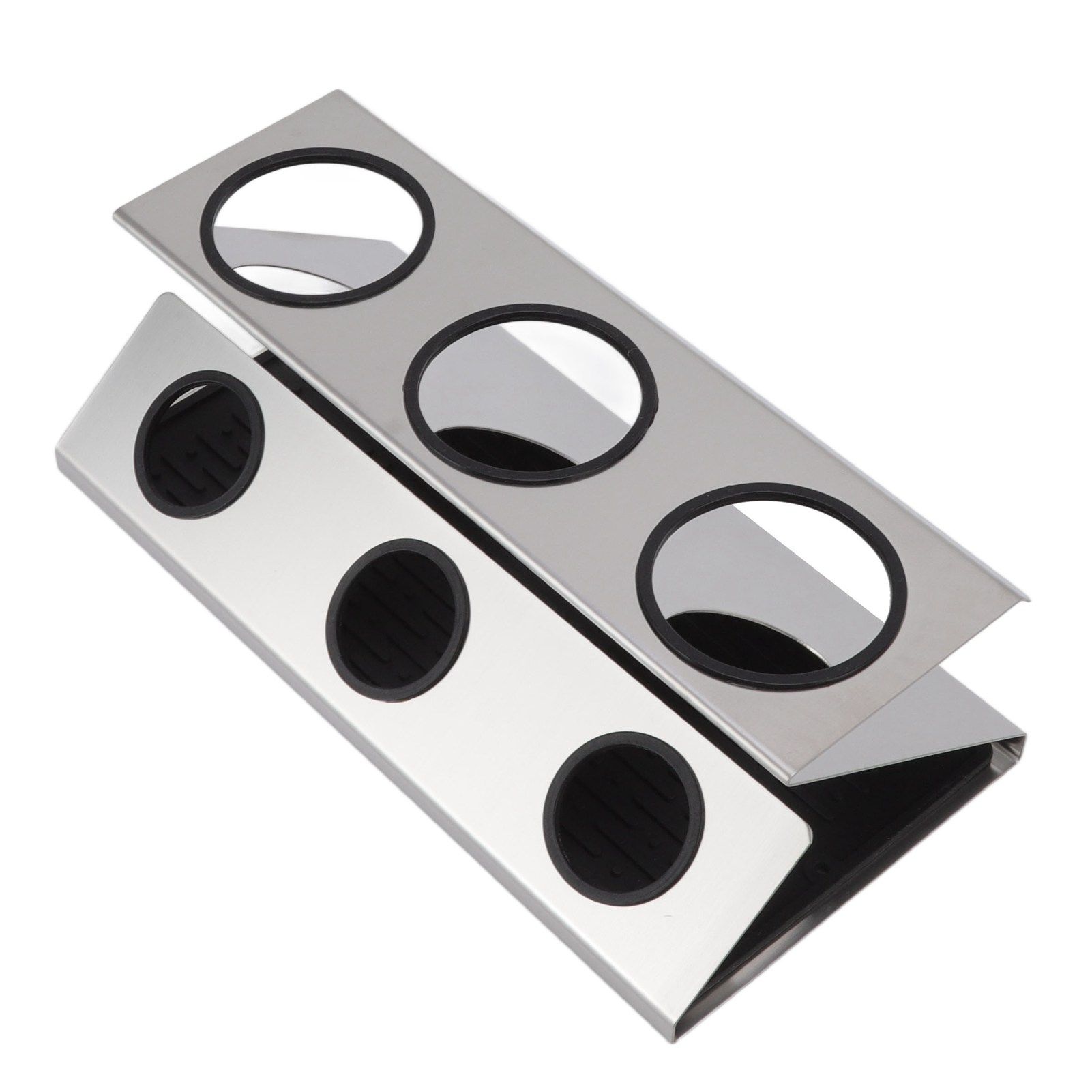 Bottle Drain Drying Rack 304 Stainless Steel Silicone Pad Silver 3 Holes Soda view 2