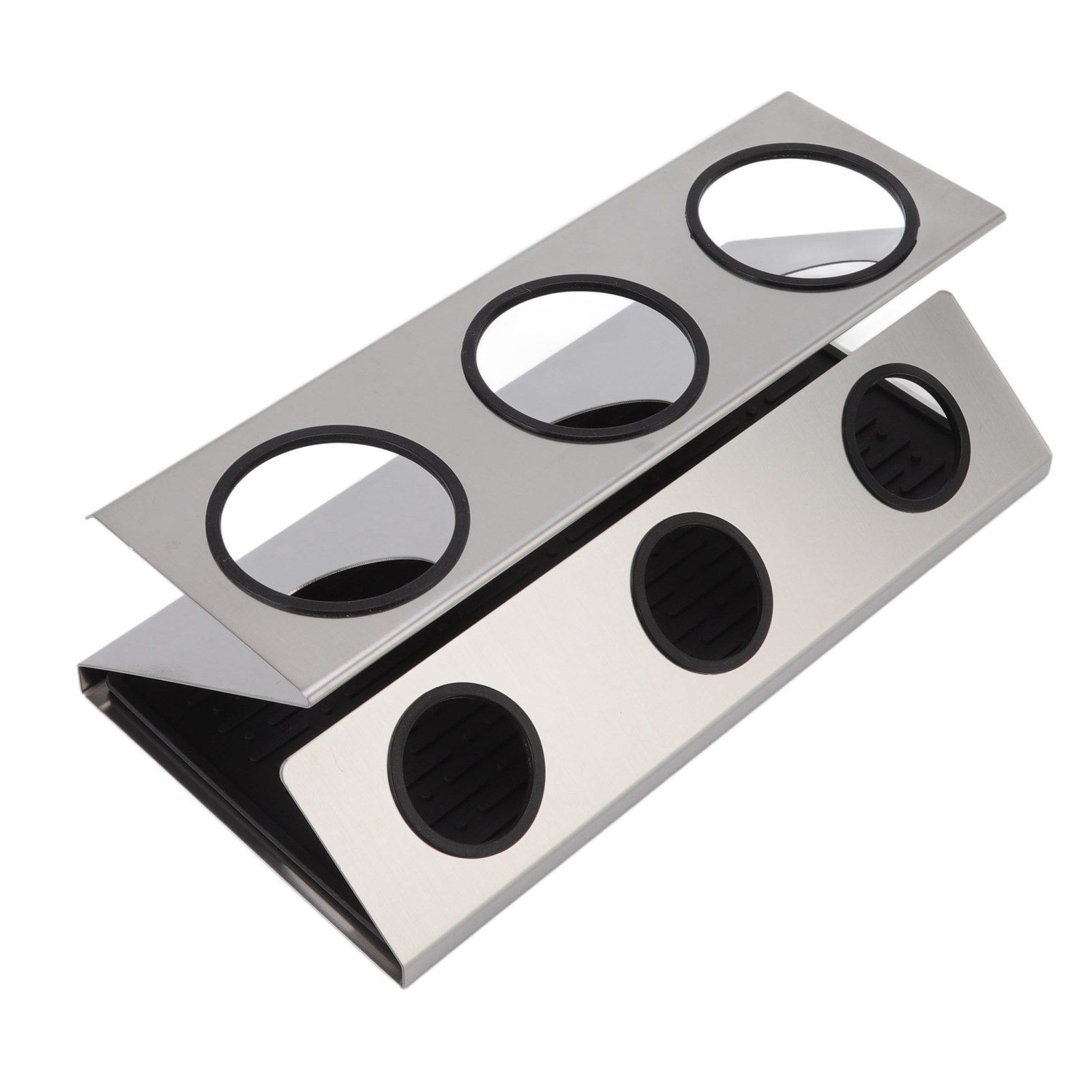 Bottle Drain Drying Rack 304 Stainless Steel Silicone Pad Silver 3 Holes Soda view 4
