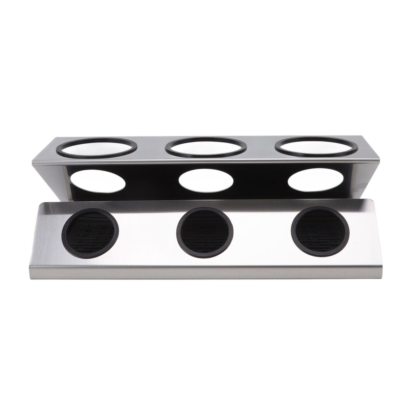 Bottle Drain Drying Rack 304 Stainless Steel Silicone Pad Silver 3 Holes Soda view 8