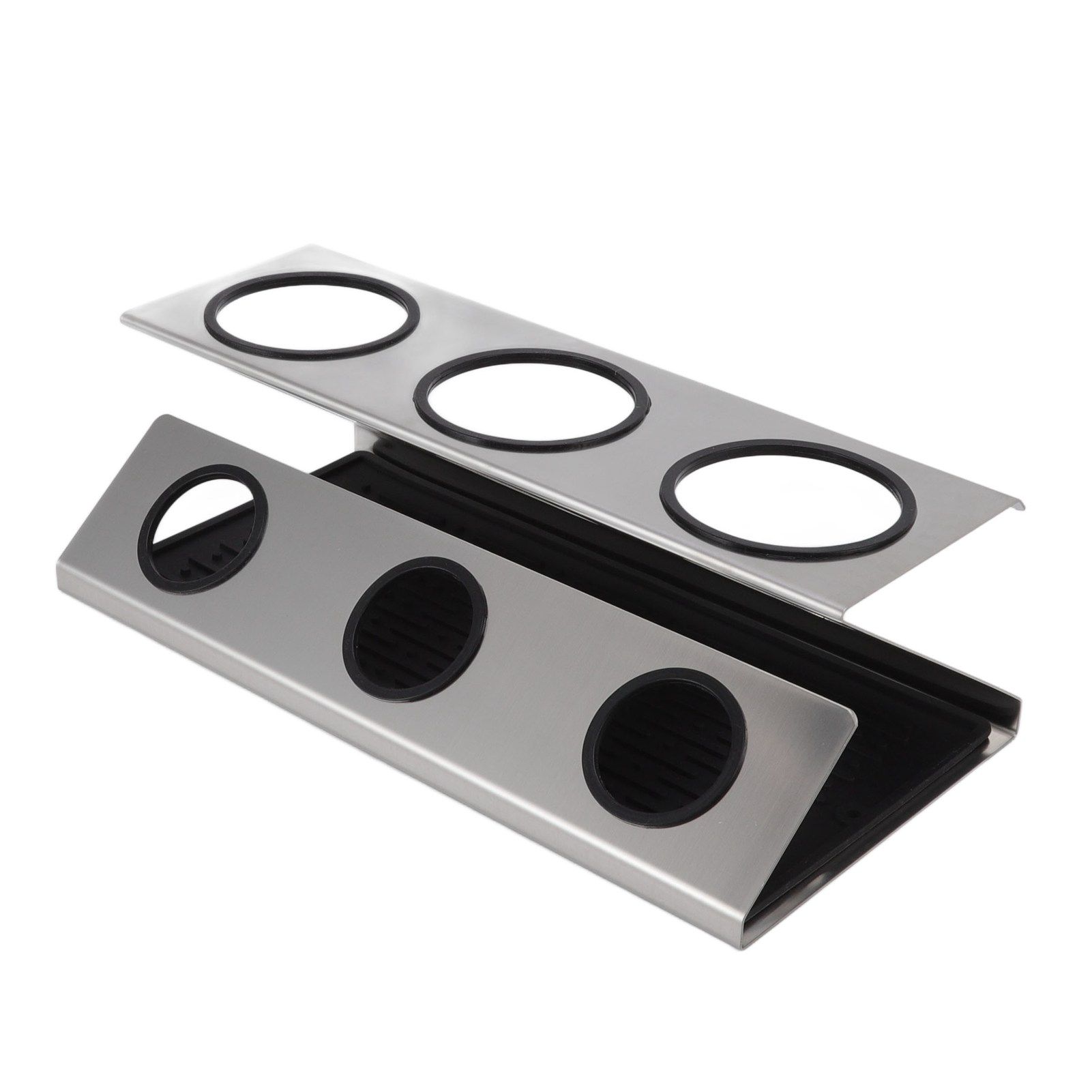 Bottle Drain Drying Rack 304 Stainless Steel Silicone Pad Silver 3 Holes Soda view 9