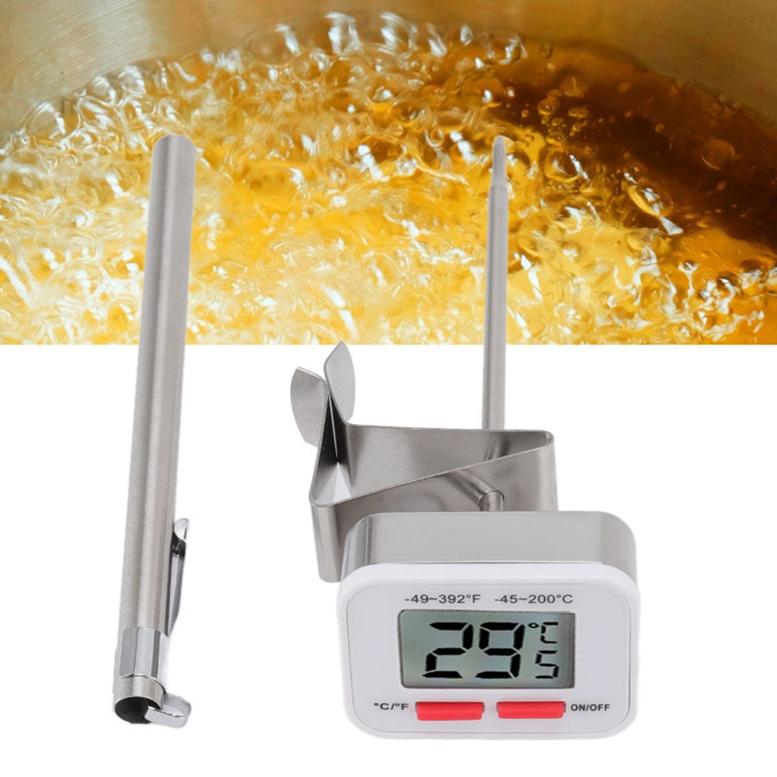 Food Thermometer Regulable Clip Large Display Screen Detachable Stainless view 12