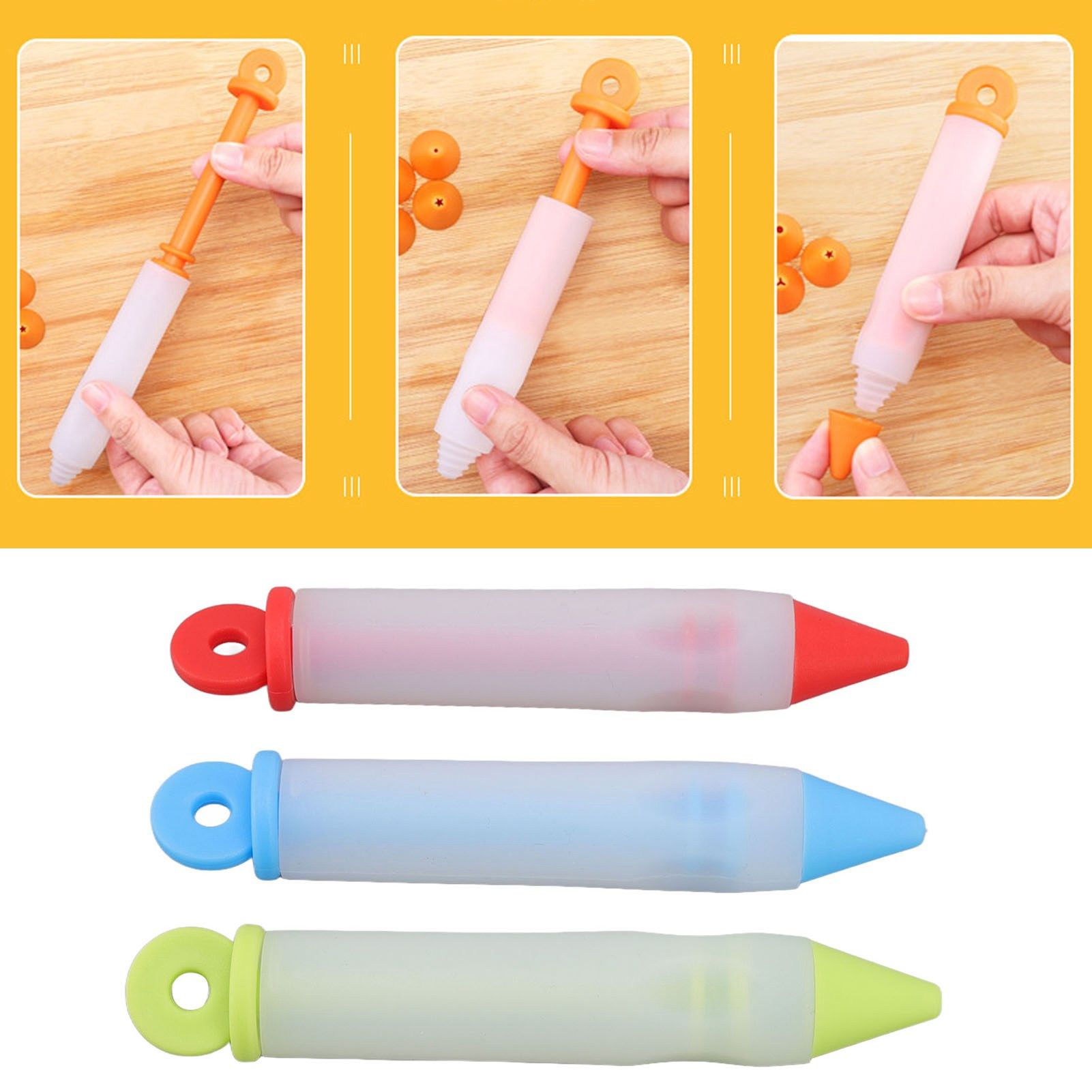 3 Set Cake Decorating Pen Tool Kit Food Grade Silicone Detachable DIY Cake view 12