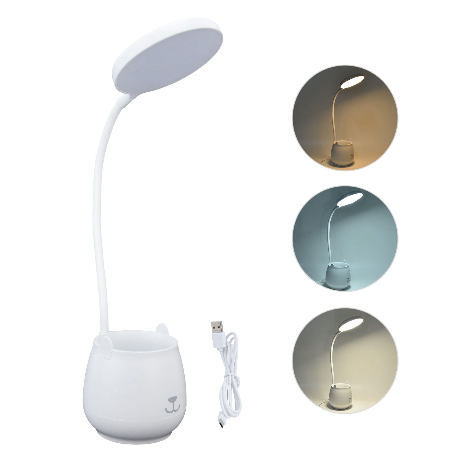 LED Desk Lamp Plastic Flexible Desk LED Light with Pen Holder for Table