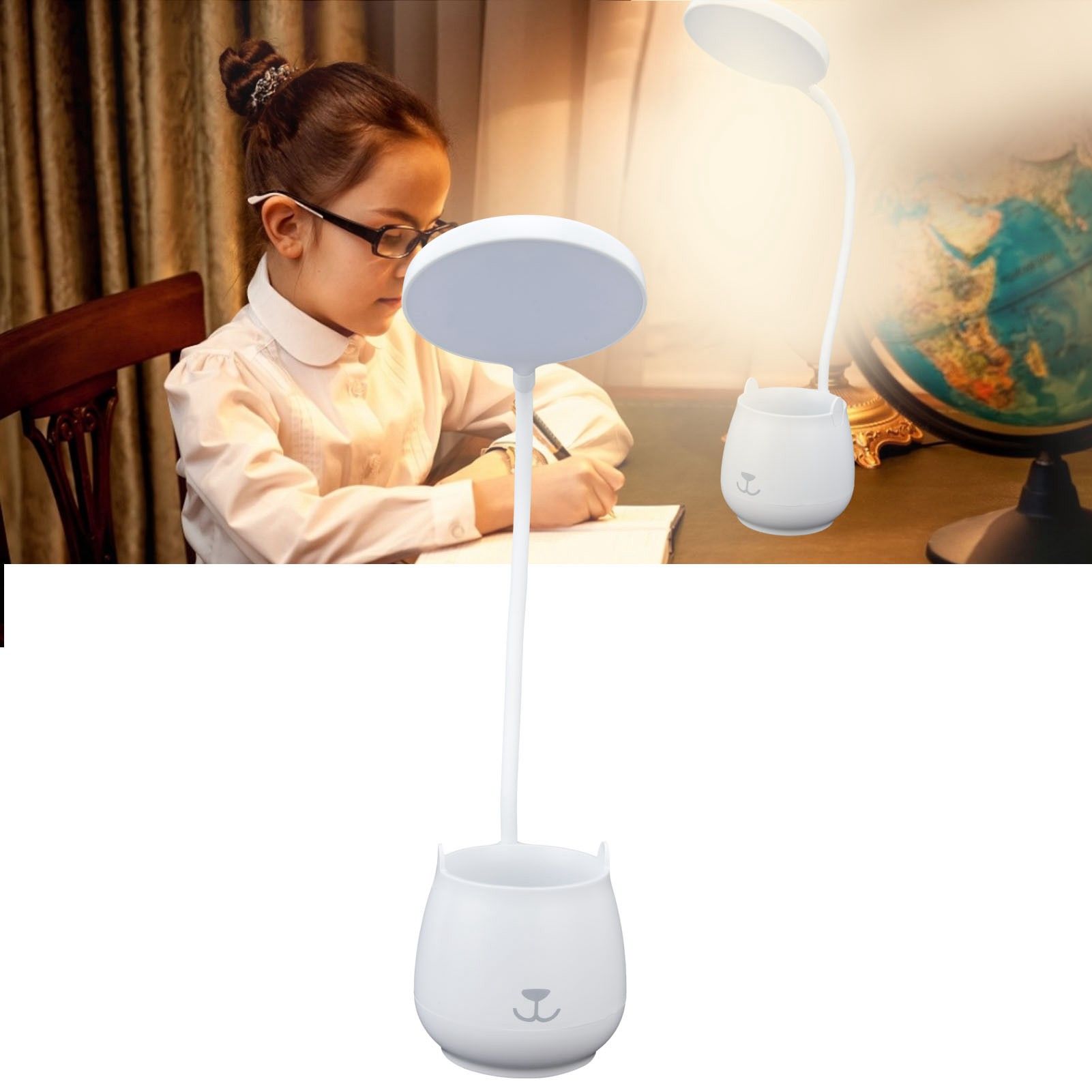 LED Desk Lamp Plastic Flexible Desk LED Light with Pen Holder for Table view 12