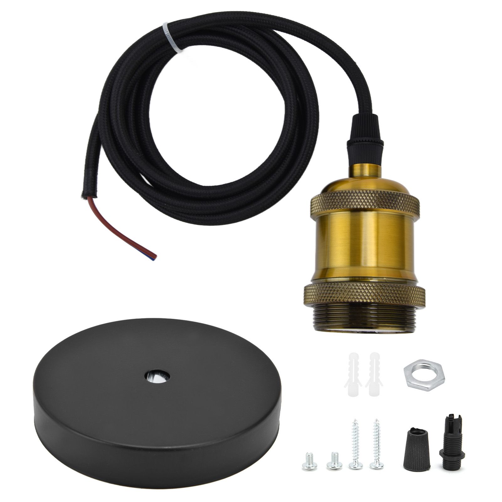 Retro Pendant Light Cord Kit Gold Hanging Plug In Lamp Socket Kit for DIY — image 1