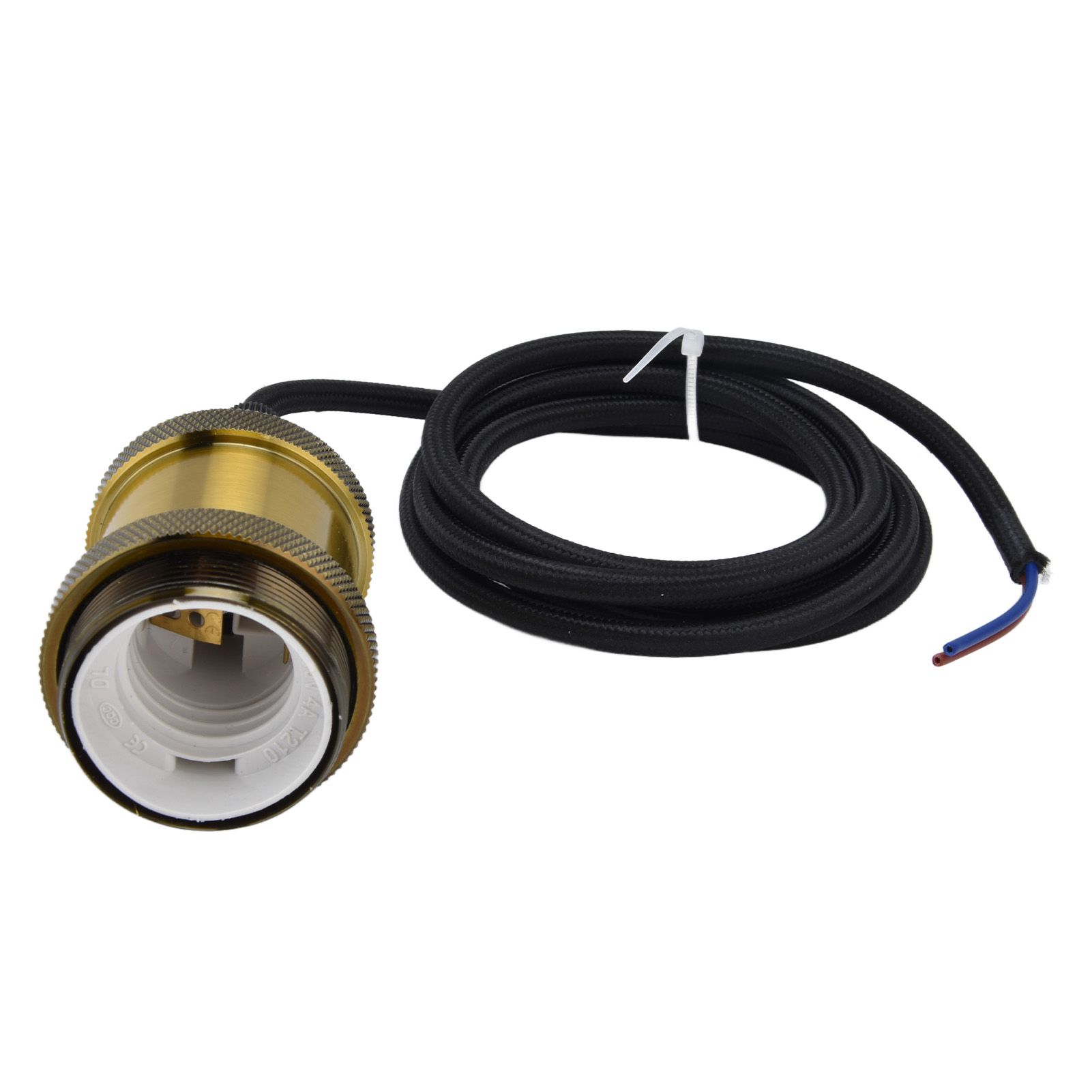 Retro Pendant Light Cord Kit Gold Hanging Plug In Lamp Socket Kit for DIY view 3