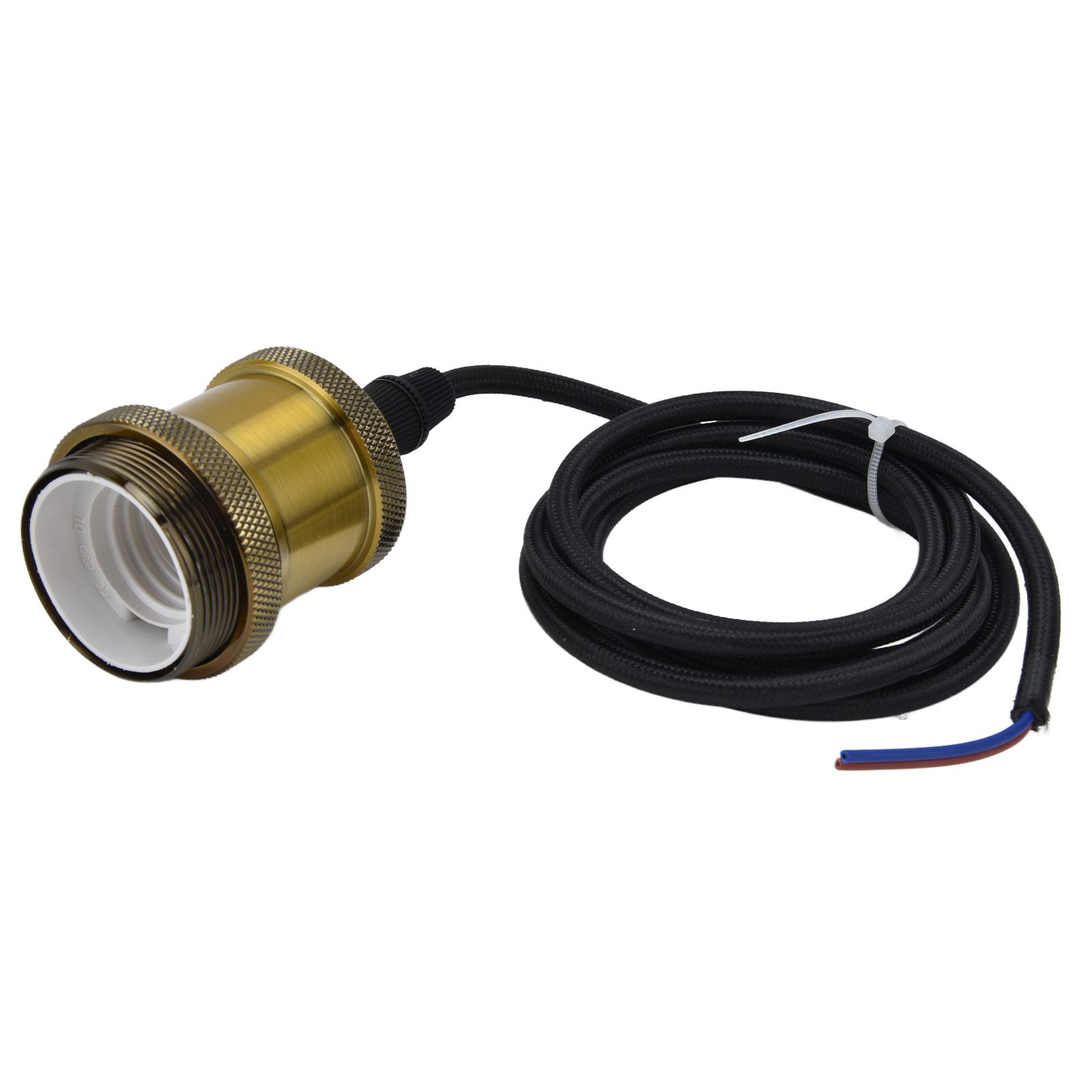 Retro Pendant Light Cord Kit Gold Hanging Plug In Lamp Socket Kit for DIY view 6