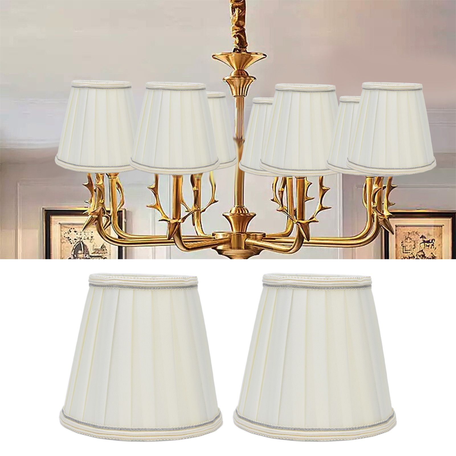 2 Pcs Double Small Lamp Shade Clip On Bulb Comfortable Material Barrel Fabric view 11