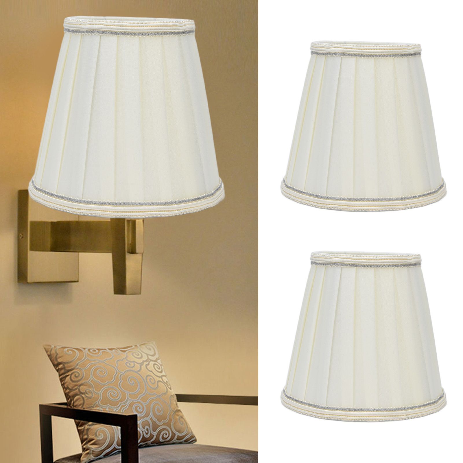 2 Pcs Double Small Lamp Shade Clip On Bulb Comfortable Material Barrel Fabric view 12